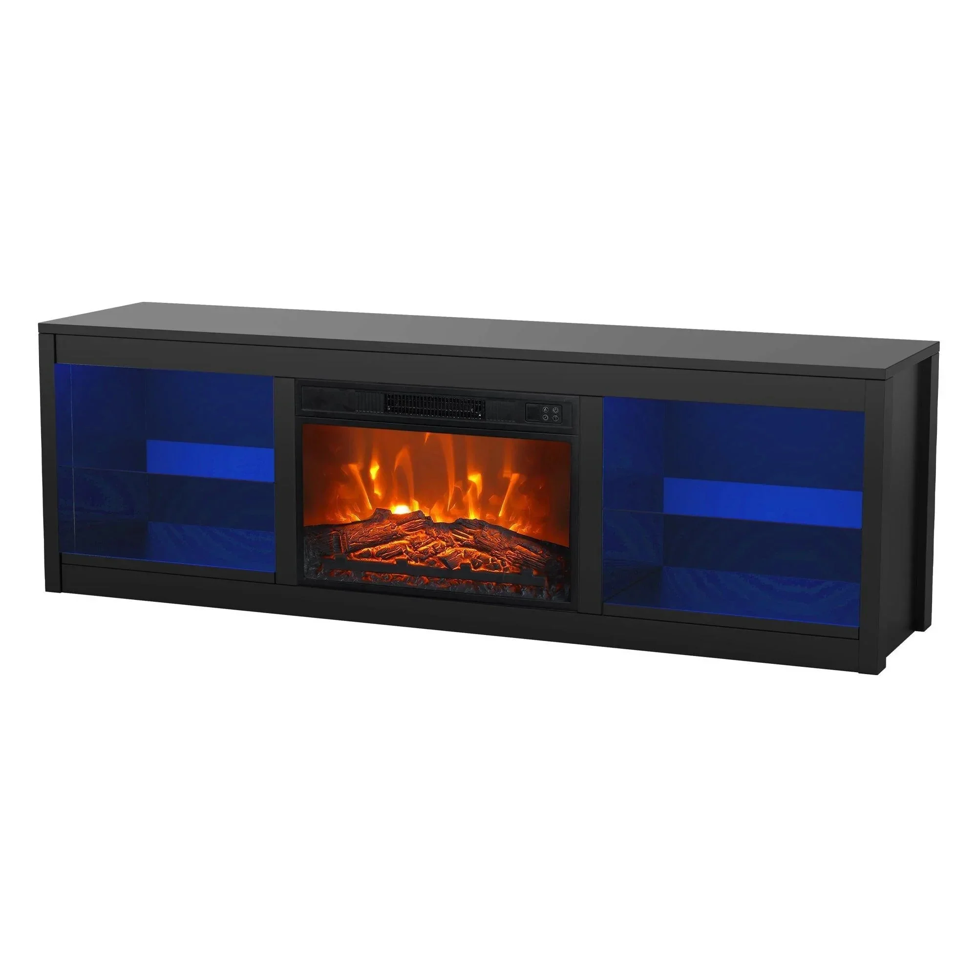 Parrot Uncle Modern 66-Inch LED TV Stand with 23-Inch Insert Electric Fireplace for Living Room - Image 28