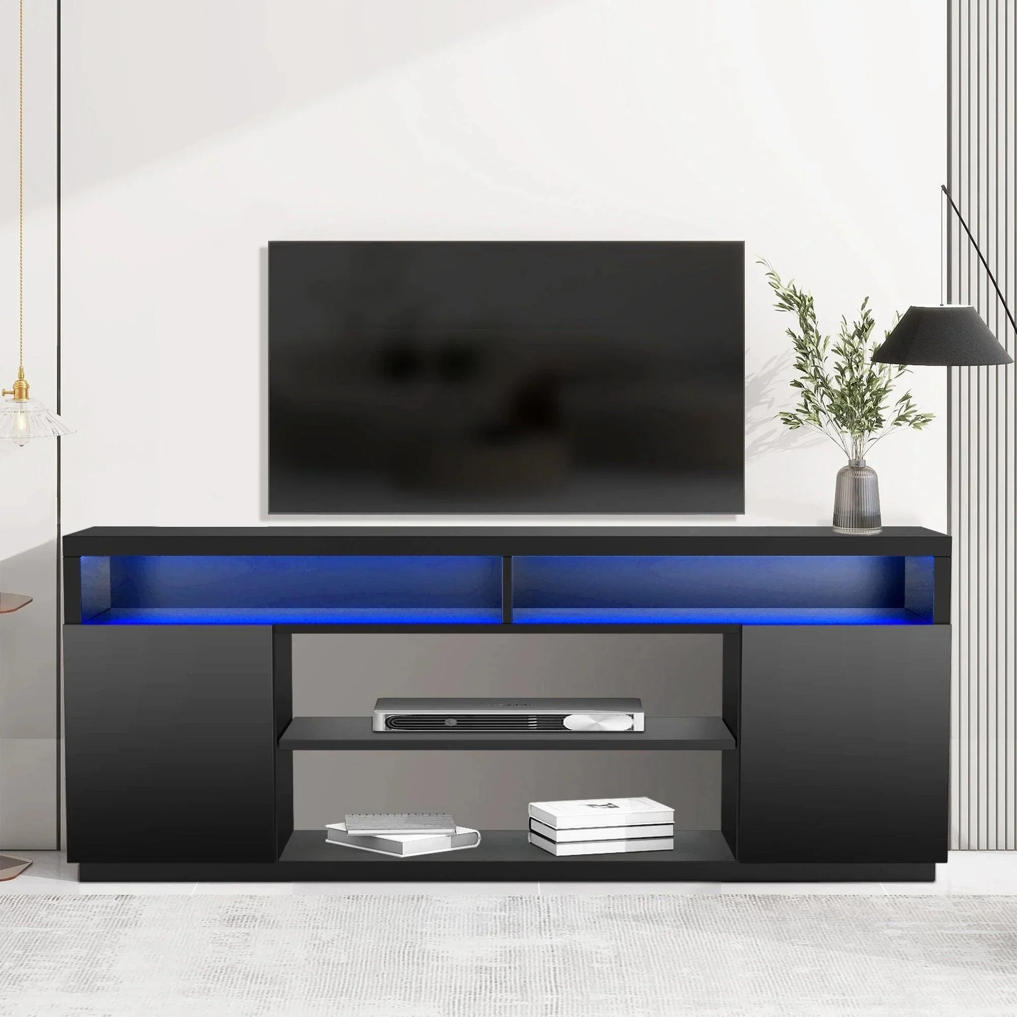 Parrot Uncle Modern 68-Inch TV Stand Media Console with LED Lights for Living Room - Image 8