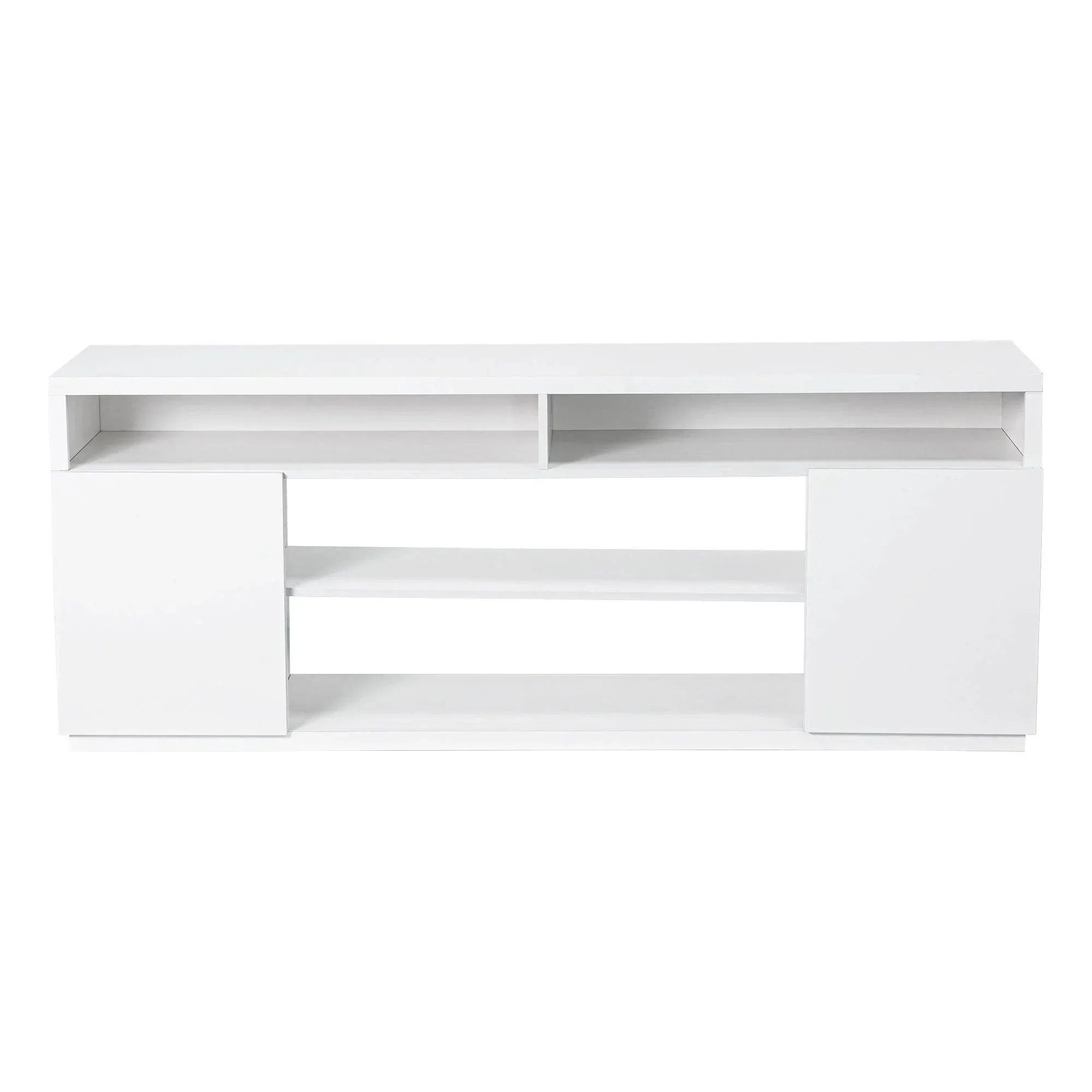Modern 68" LED TV Stand with 36" Insert Opening Electric Fireplace for Living Room in Black or White - Image 27