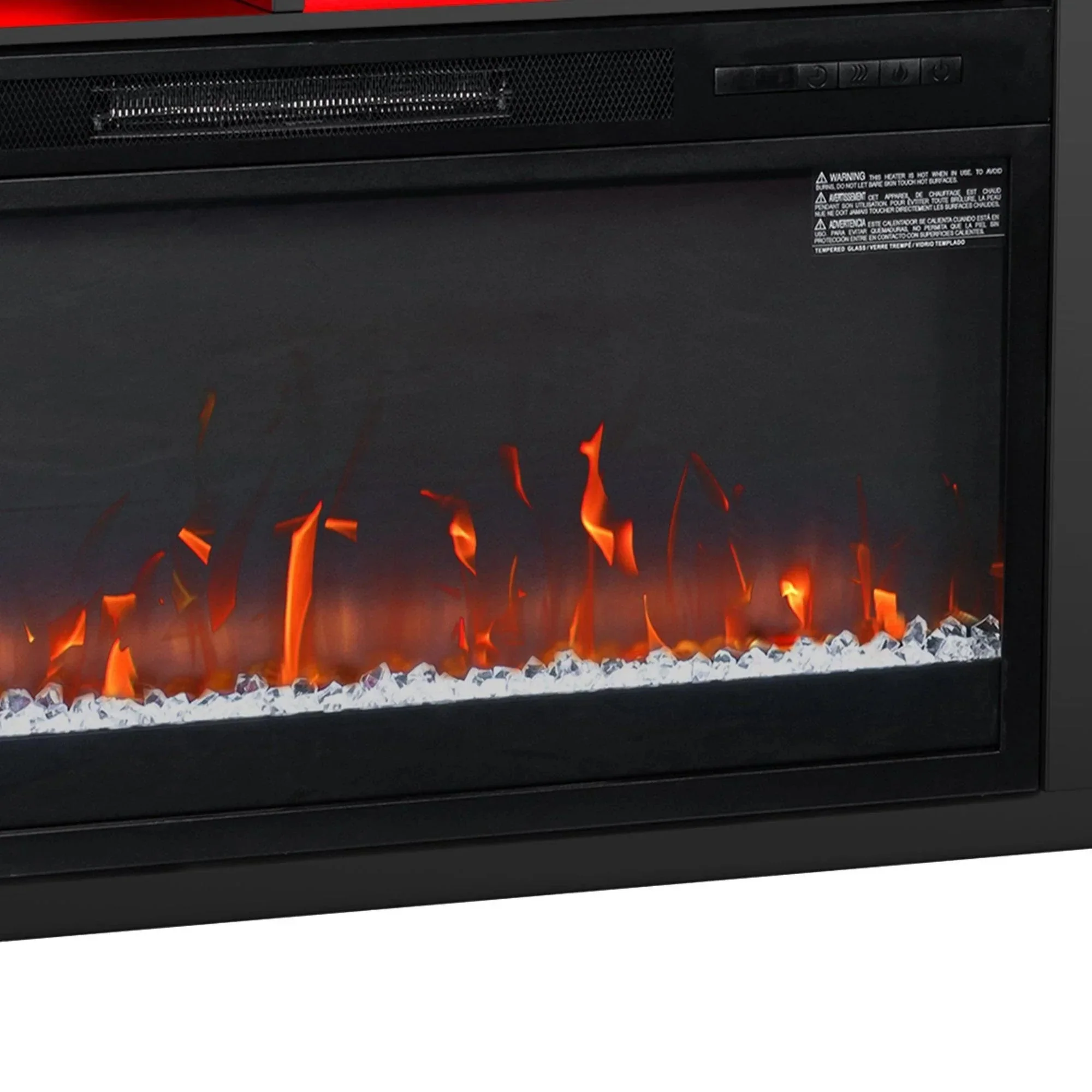 Modern 68" LED TV Stand with 36" Insert Opening Electric Fireplace for Living Room in Black or White - Image 3