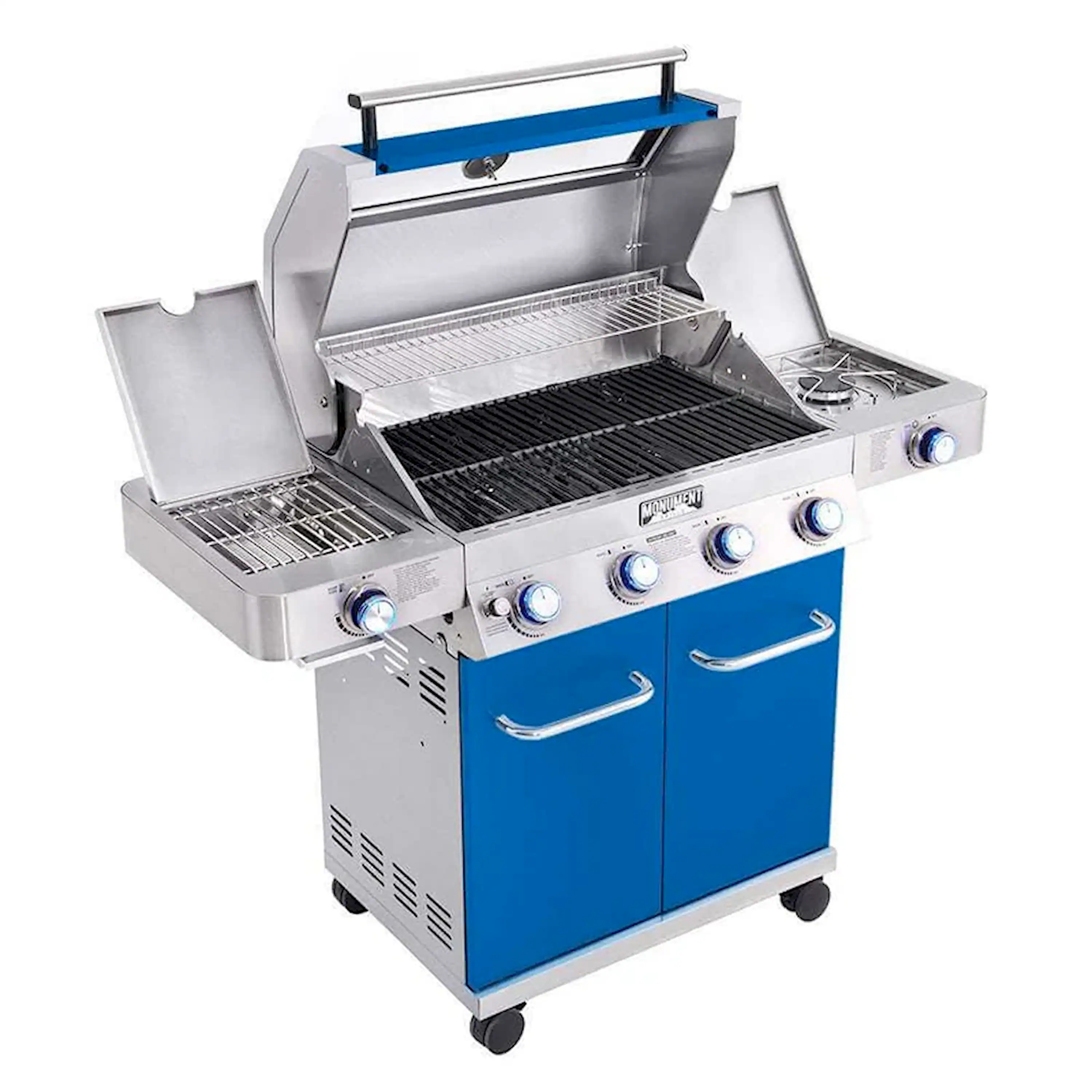 Monument Classic Infrared Propane Gas Grill in Blue with 4 Burners (35633B) - Image 4