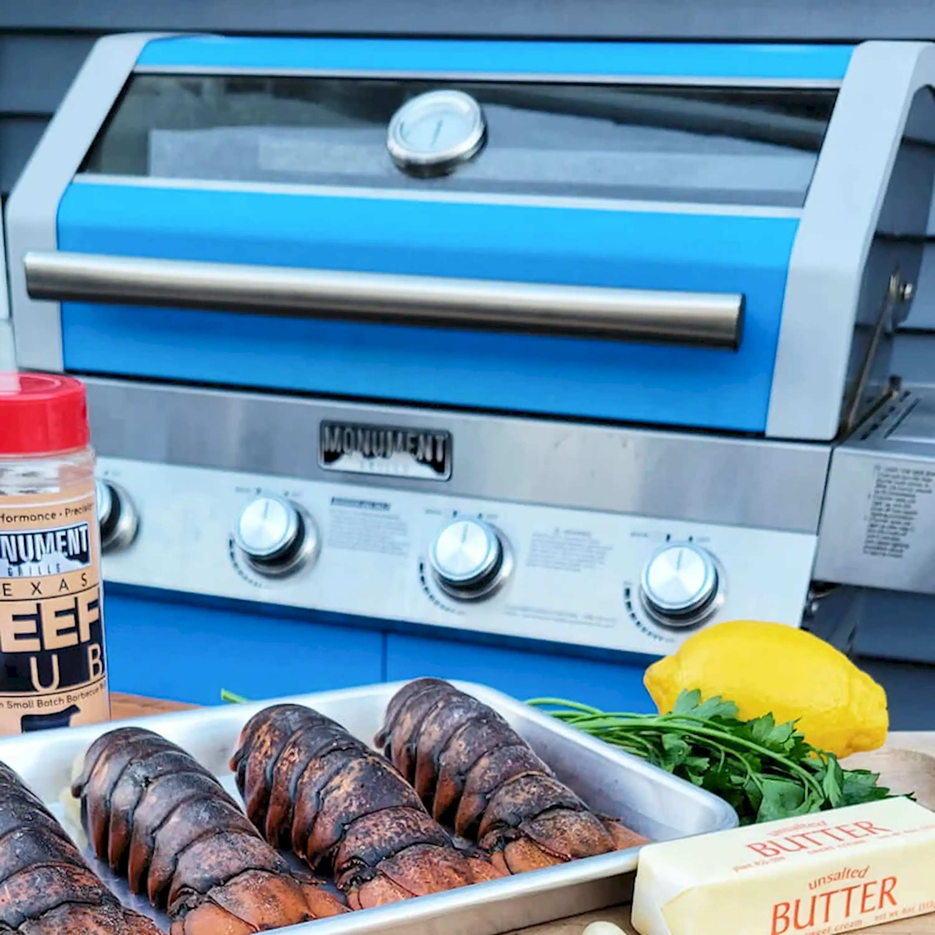 Monument Classic Infrared Propane Gas Grill in Blue with 4 Burners (35633B) - Image 9