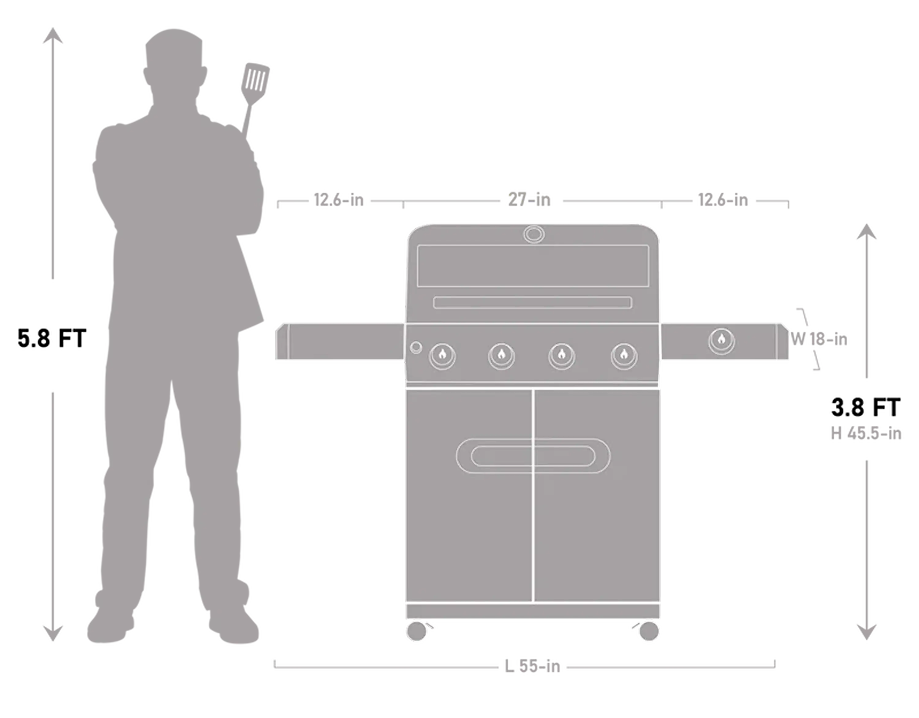 Monument Mesa 4 Burner Black Powder Coated Propane Gas Grill (M425) - Image 12