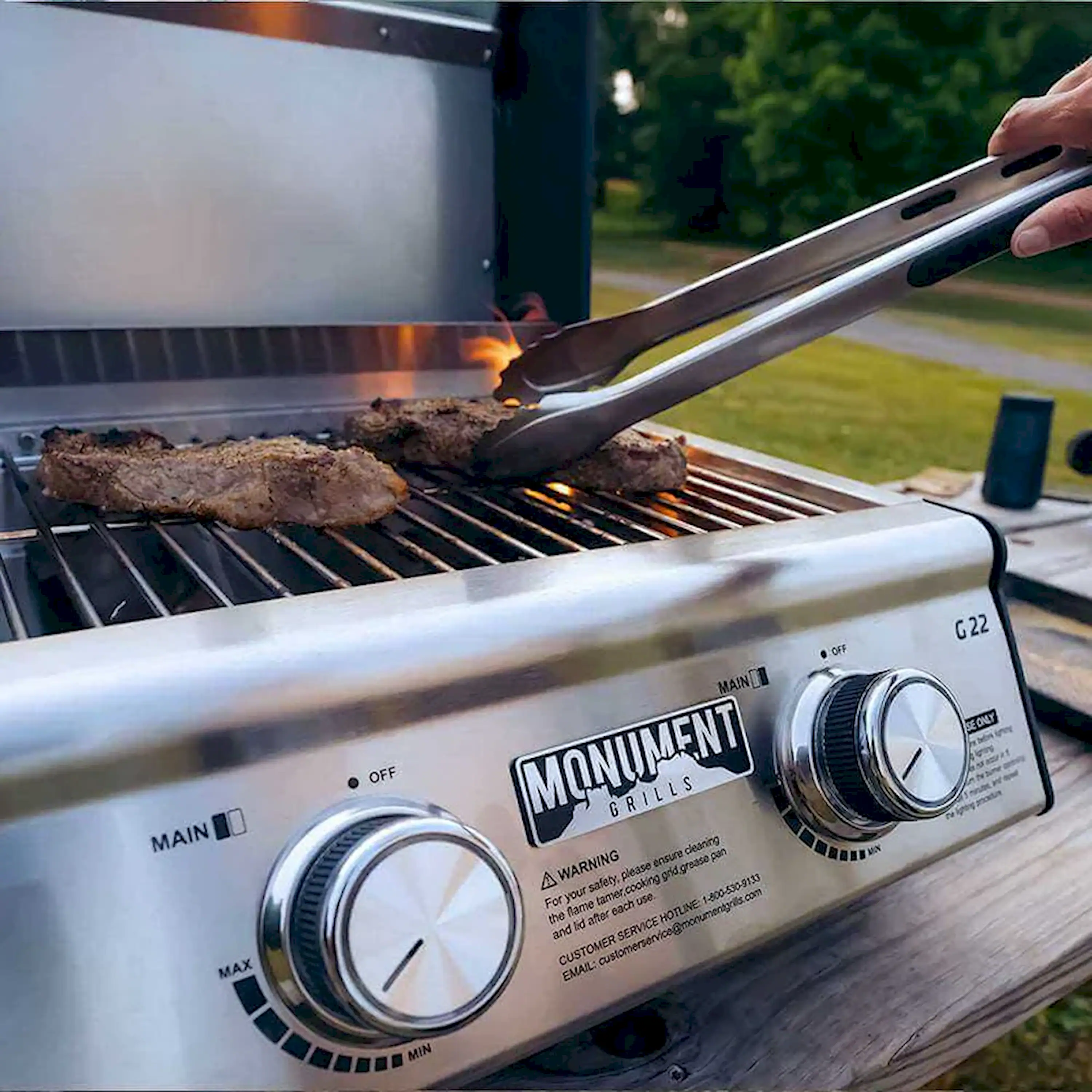 Monument Table Top Propane Gas Grill in Stainless Steel with 2 Burners (G22) - Image 5