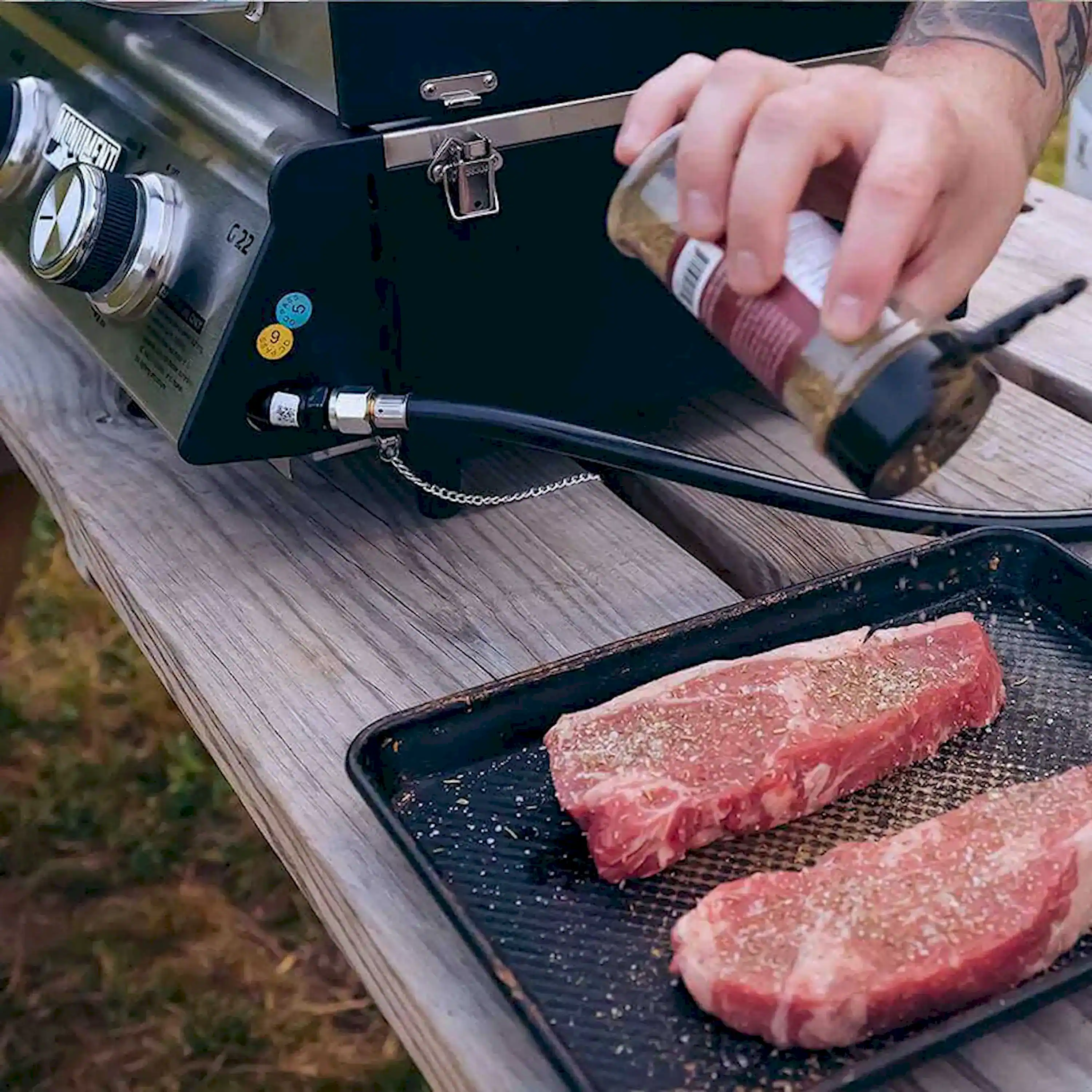 Monument Table Top Propane Gas Grill in Stainless Steel with 2 Burners (G22) - Image 7