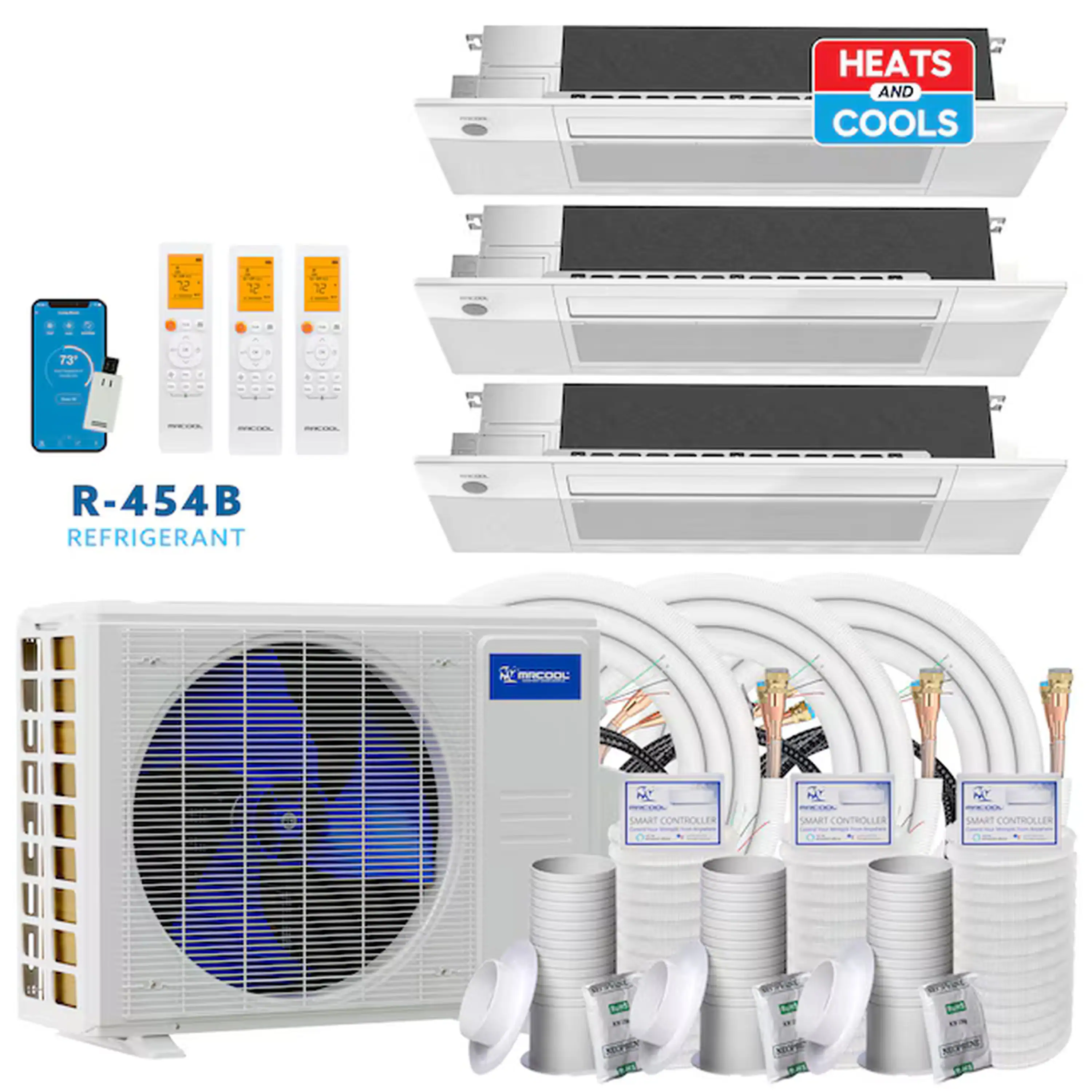 MRCOOL DIY 5th Gen 27,000 BTU 3-Zone Ductless Mini Split Air Conditioner and Heat Pump with 9K+9K+9K BTU Ceiling Cassette Indoor Units - Image 2