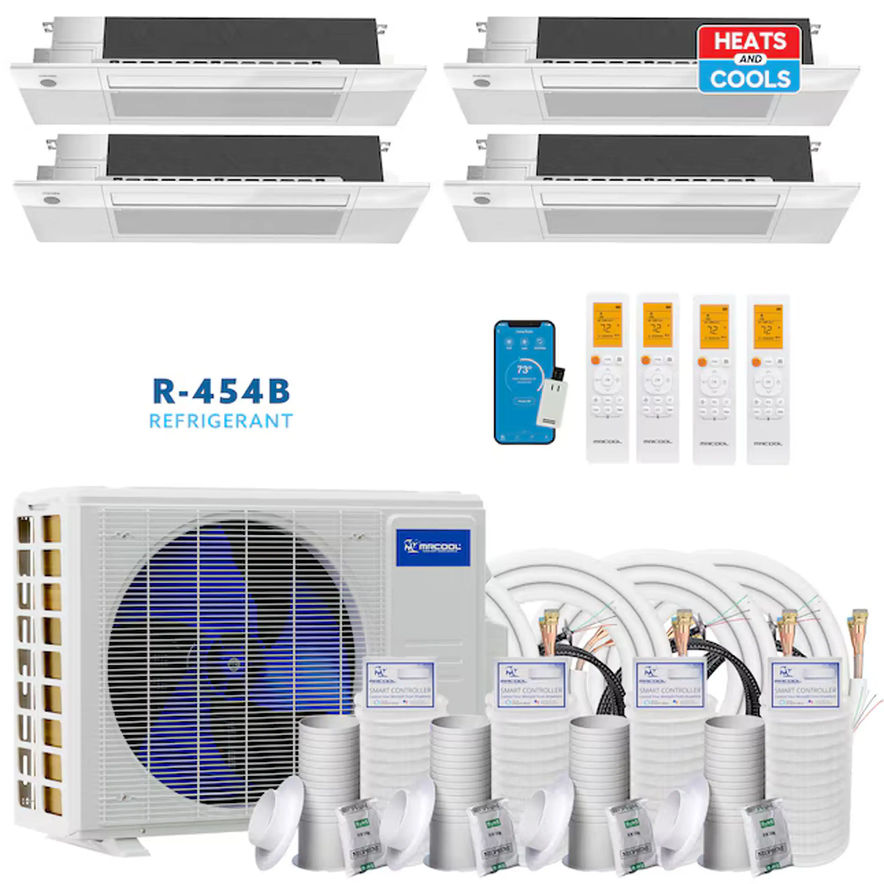 MRCOOL DIY 5th Gen 36,000 BTU 4-Zone Ductless Mini Split Air Conditioner and Heat Pump with 9K+9K+9K+9K BTU Ceiling Cassette Indoor Units - Image 2