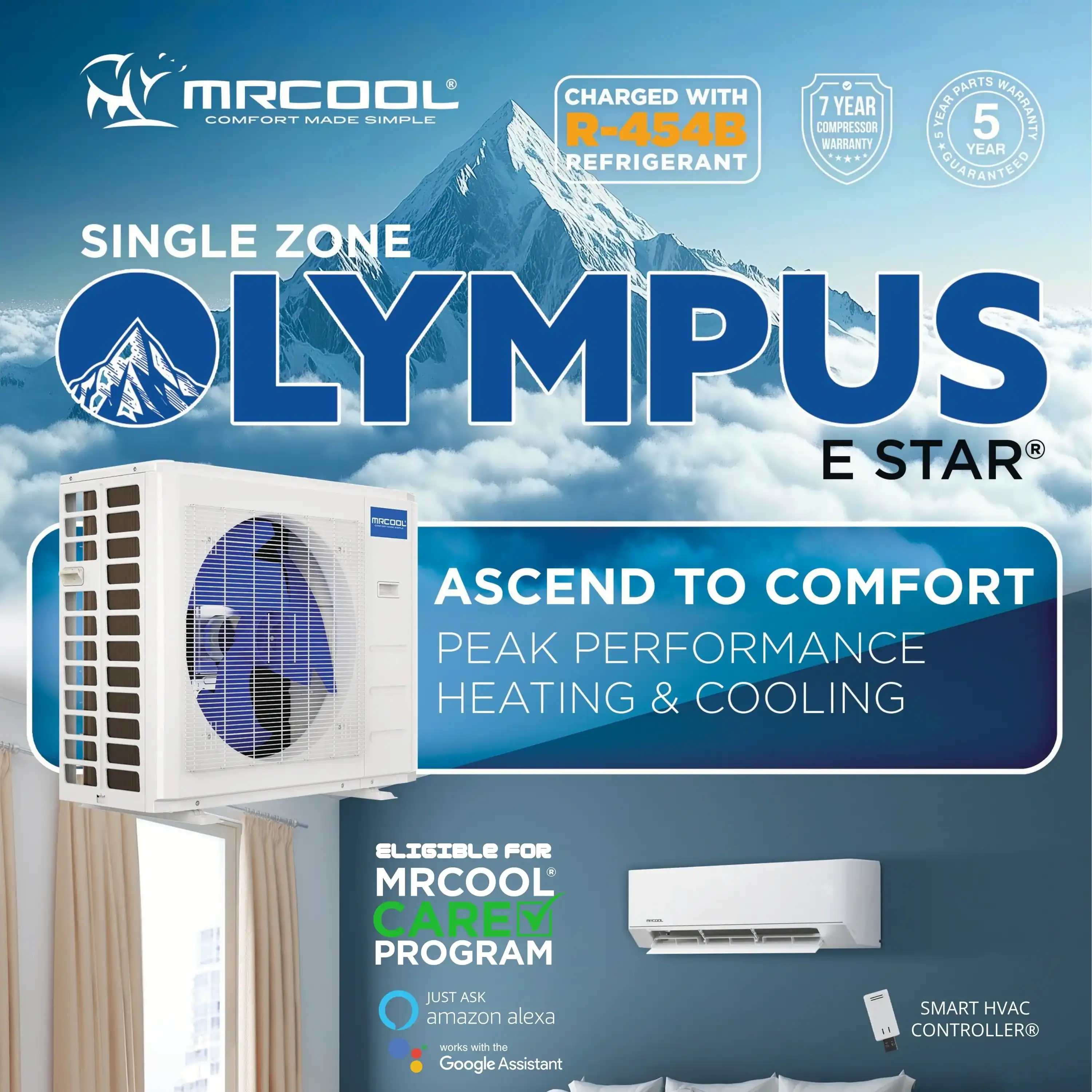 MRCOOL 4th Gen Olympus E Star 18,000 BTU Single Zone Mini Split with Wall Mount Air Handler and Heat Pump Condenser (O-ES-18-HP-230C-O1) - Image 2