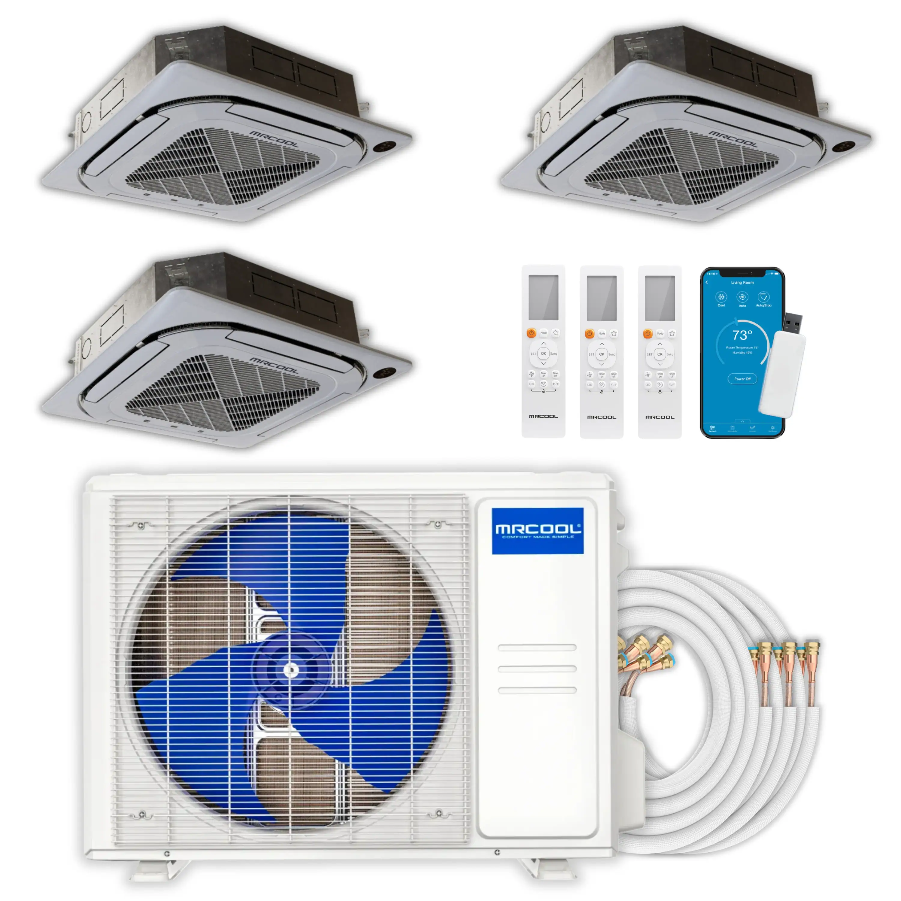 MRCOOL Olympus 4th Gen Mini Split - 3-Zone 36,000 BTU  Air Conditioner and Heat Pump Condenser with 24K + 12K + 12K Ceiling Mount Air Handlers - Image 6