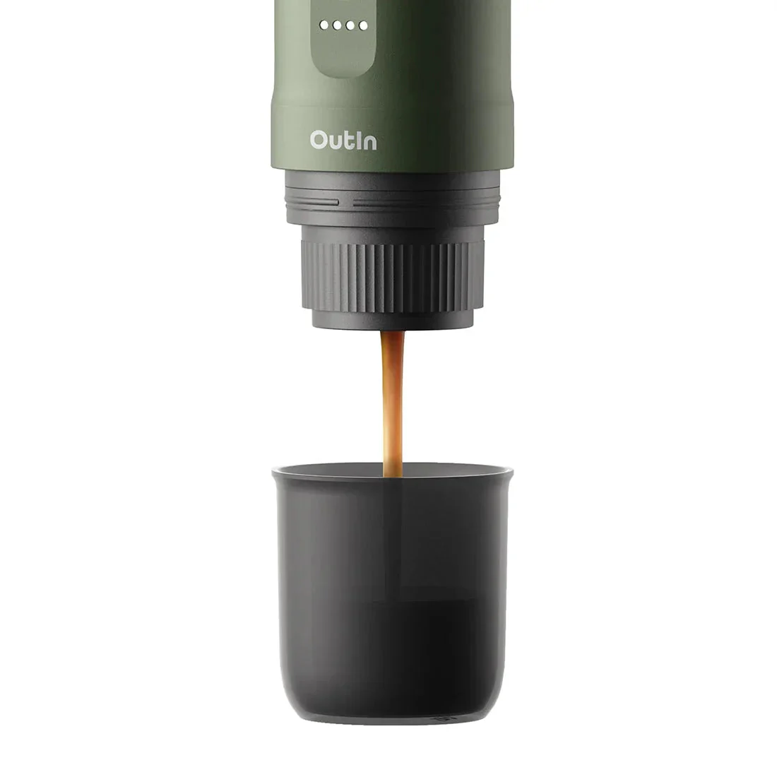 OutIn Nano Portable Electric Espresso Machine in Forest Green, Travel Coffee Maker for Camping, Car Coffee Maker Self-Heating with USB-C, With Ground Coffee & NS Capsule for RV, Hiking, Office (OTEM-01-FG) - Image 5