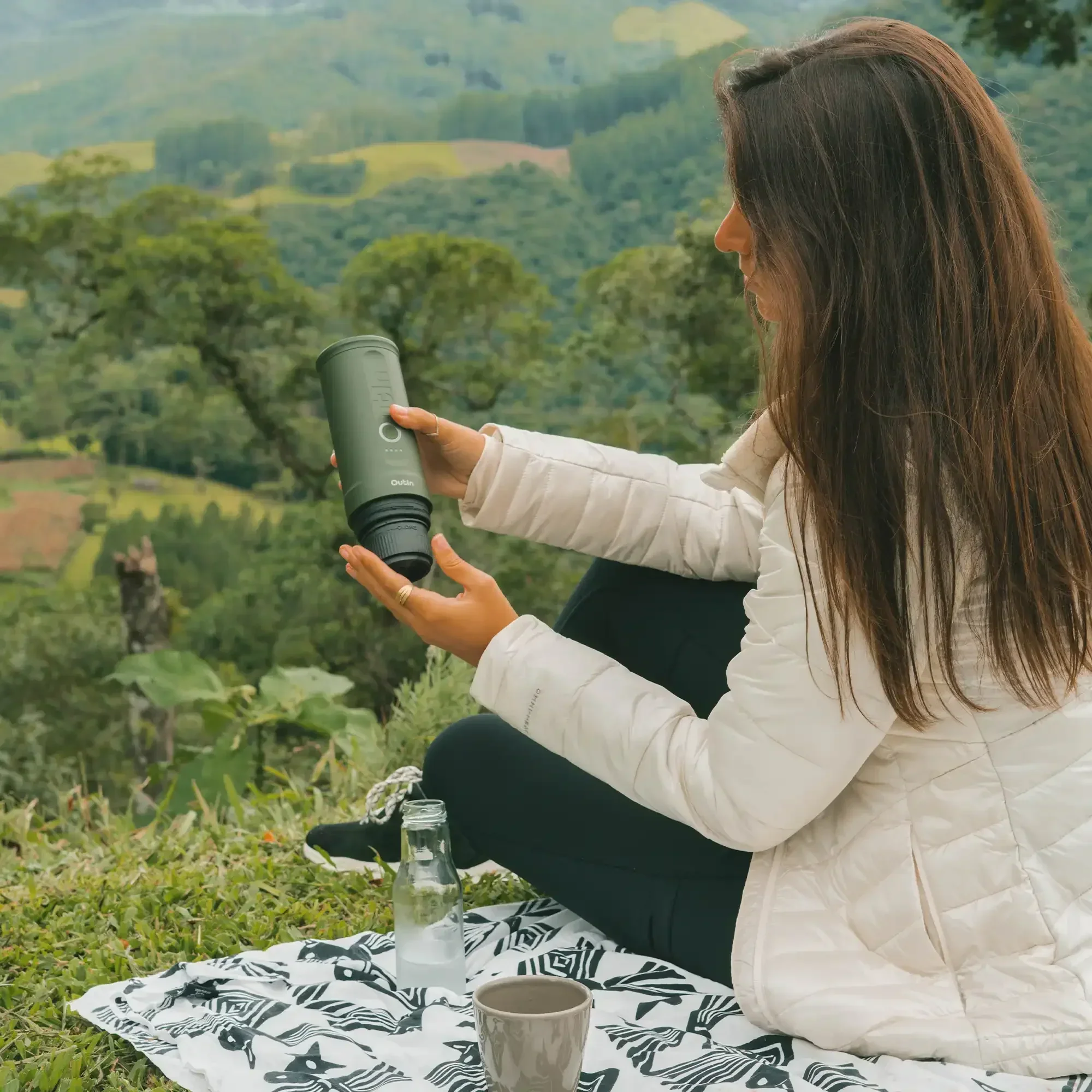 OutIn Nano Portable Electric Espresso Machine in Forest Green, Travel Coffee Maker for Camping, Car Coffee Maker Self-Heating with USB-C, With Ground Coffee & NS Capsule for RV, Hiking, Office (OTEM-01-FG) - Image 7
