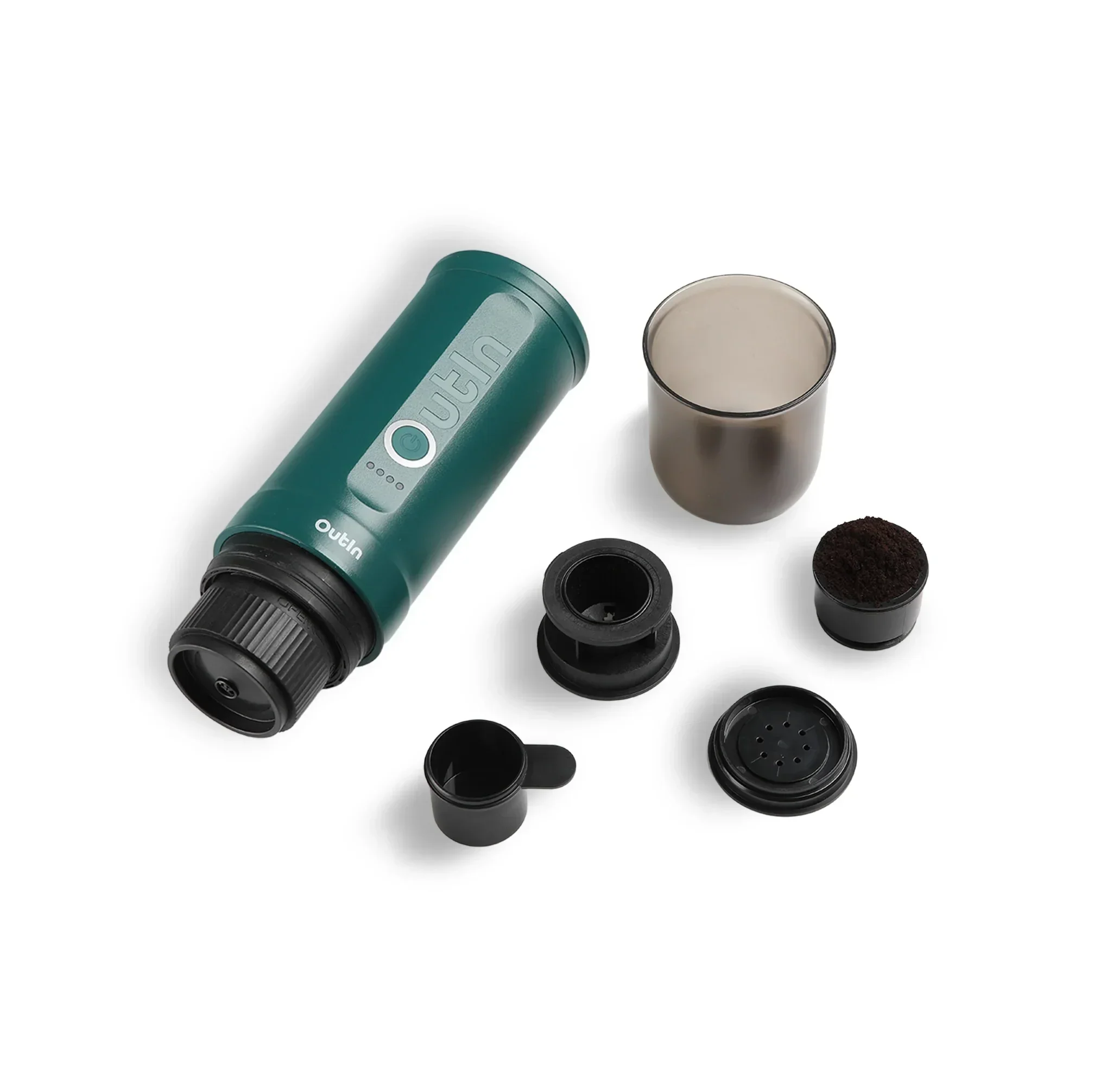 OutIn Nano Portable Electric Espresso Machine in Teal, Travel Coffee Maker for Camping, Car Coffee Maker Self-Heating with USB-C, With Ground Coffee & NS Capsule for RV, Hiking, Office (OTEM-01-Teal) - Image 3
