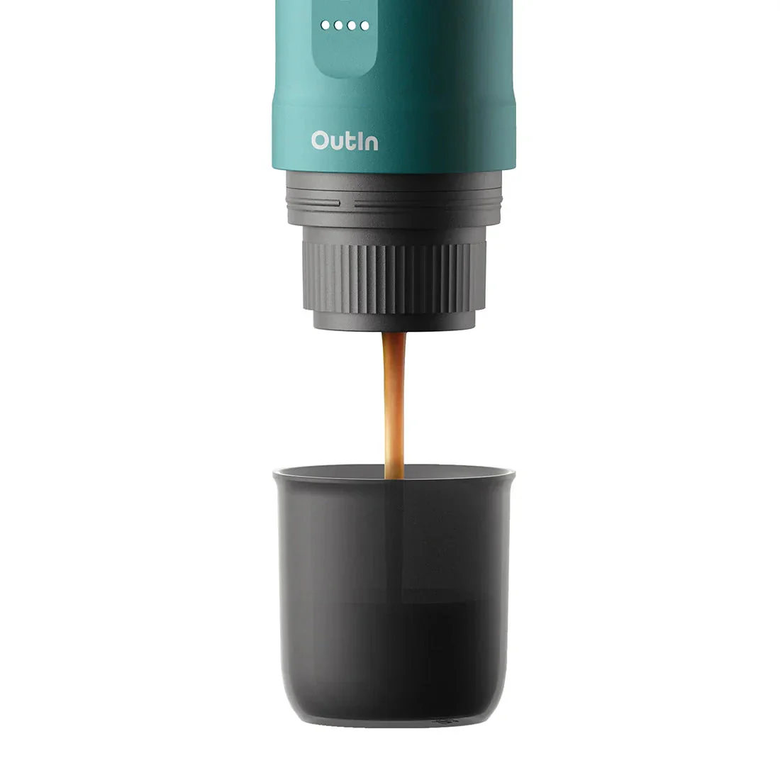 OutIn Nano Portable Electric Espresso Machine in Teal, Travel Coffee Maker for Camping, Car Coffee Maker Self-Heating with USB-C, With Ground Coffee & NS Capsule for RV, Hiking, Office (OTEM-01-Teal) - Image 5