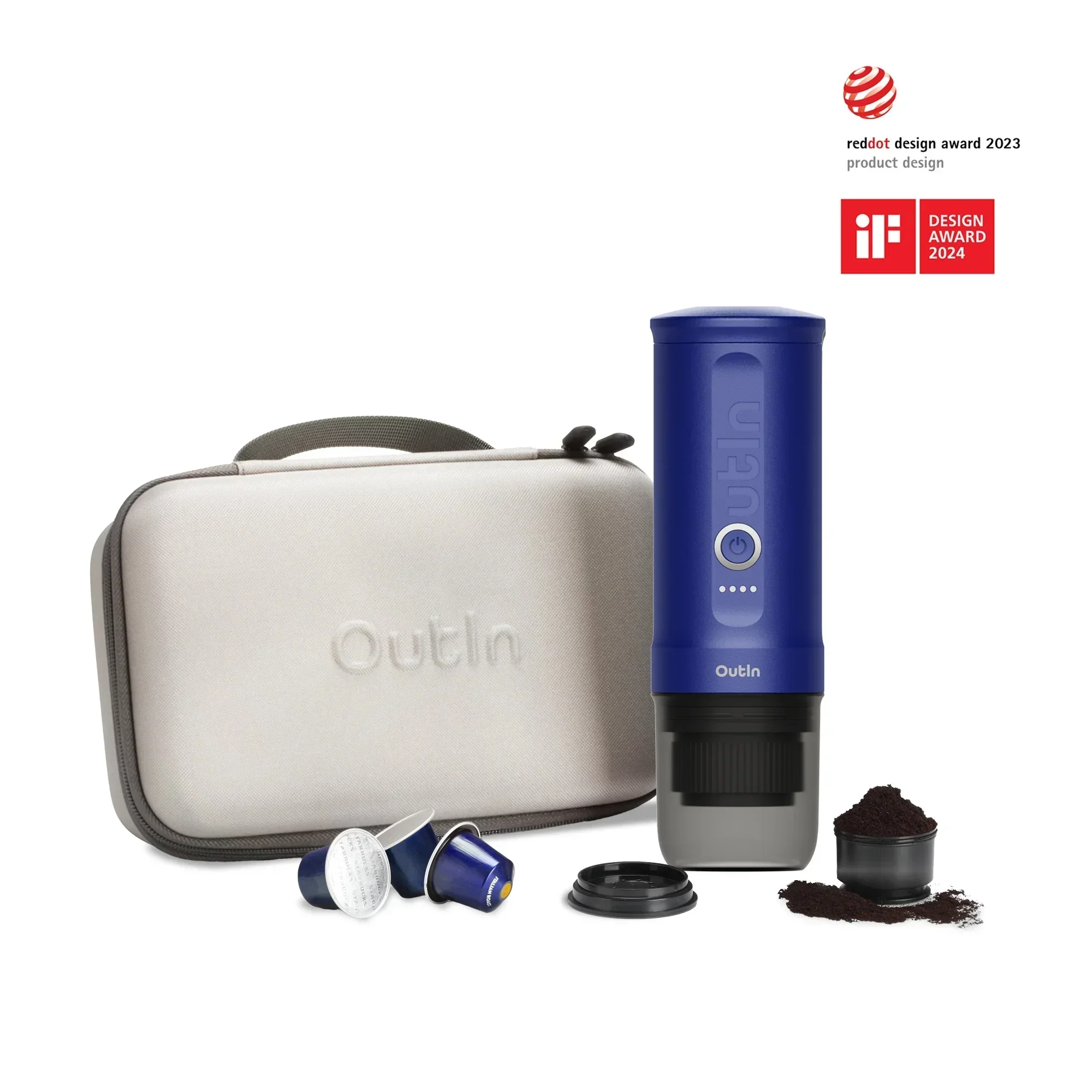 OutIn Nano Portable Electric Espresso Machine in Ocean Blue, Travel Coffee Maker for Camping, Car Coffee Maker Self-Heating with USB-C, With Ground Coffee & NS Capsule for RV, Hiking, Office (OTEM-01-OB) - Image 3