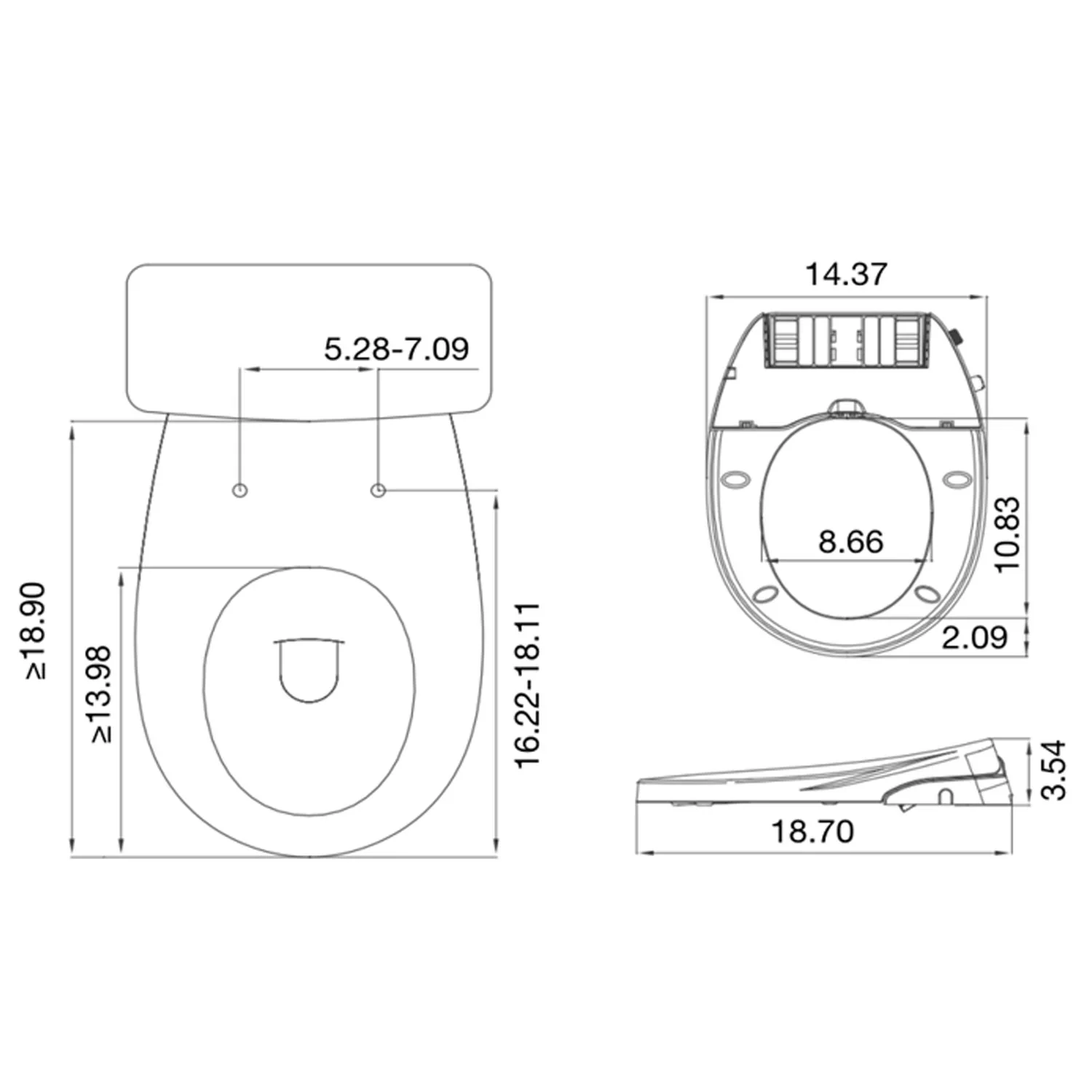 Empava Non-Electric Bidet Seats for O Shape Round Toilets (EMPV-EB03O) - Image 7