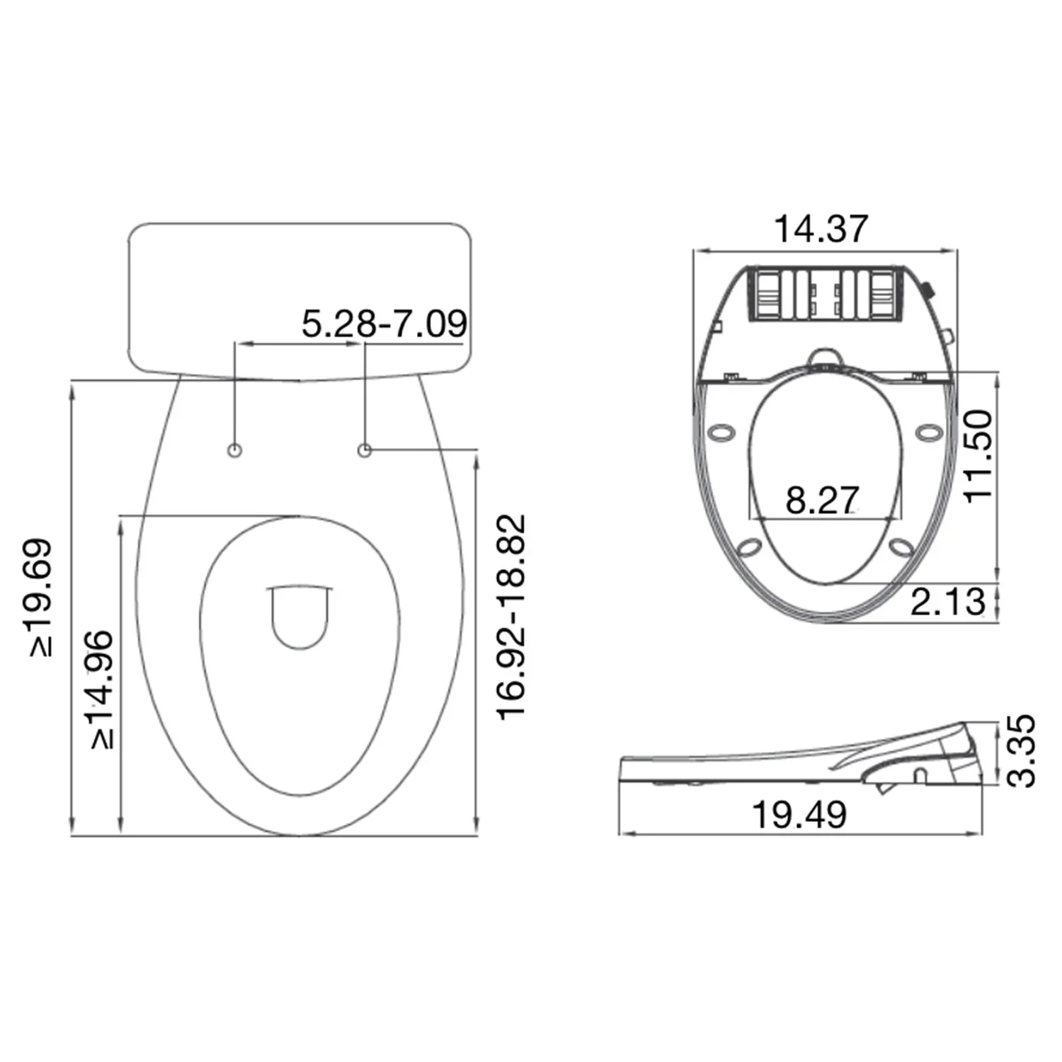 Empava  Non-Electric Bidet Seats for V Shape Elongated Toilets (EMPV-EB02V) - Image 7