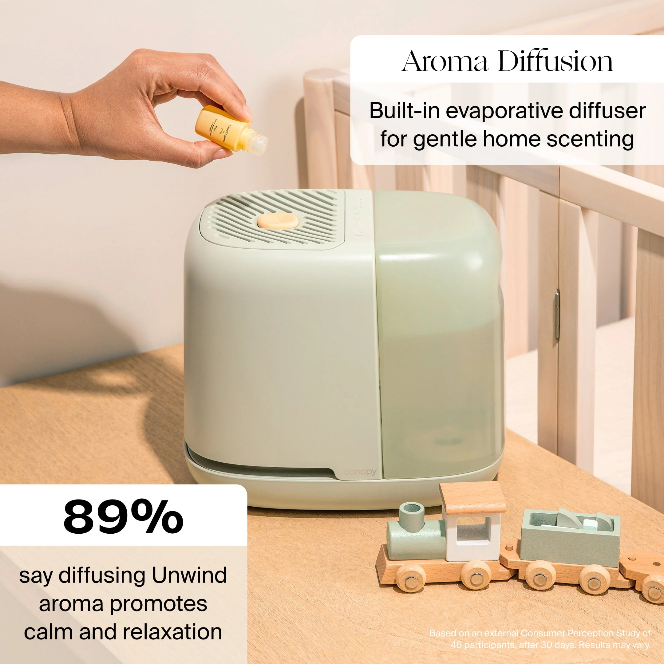 Canopy Nursery Humidifier 2.0 - 36 HR Run Time, 2.5L Capacity Tank - Sleep Lights, White Noise, Clean Aroma Diffusion - Promote Deep Sleep & Happy Skin - Humidifier, Filter & Aroma Kit - Image 17