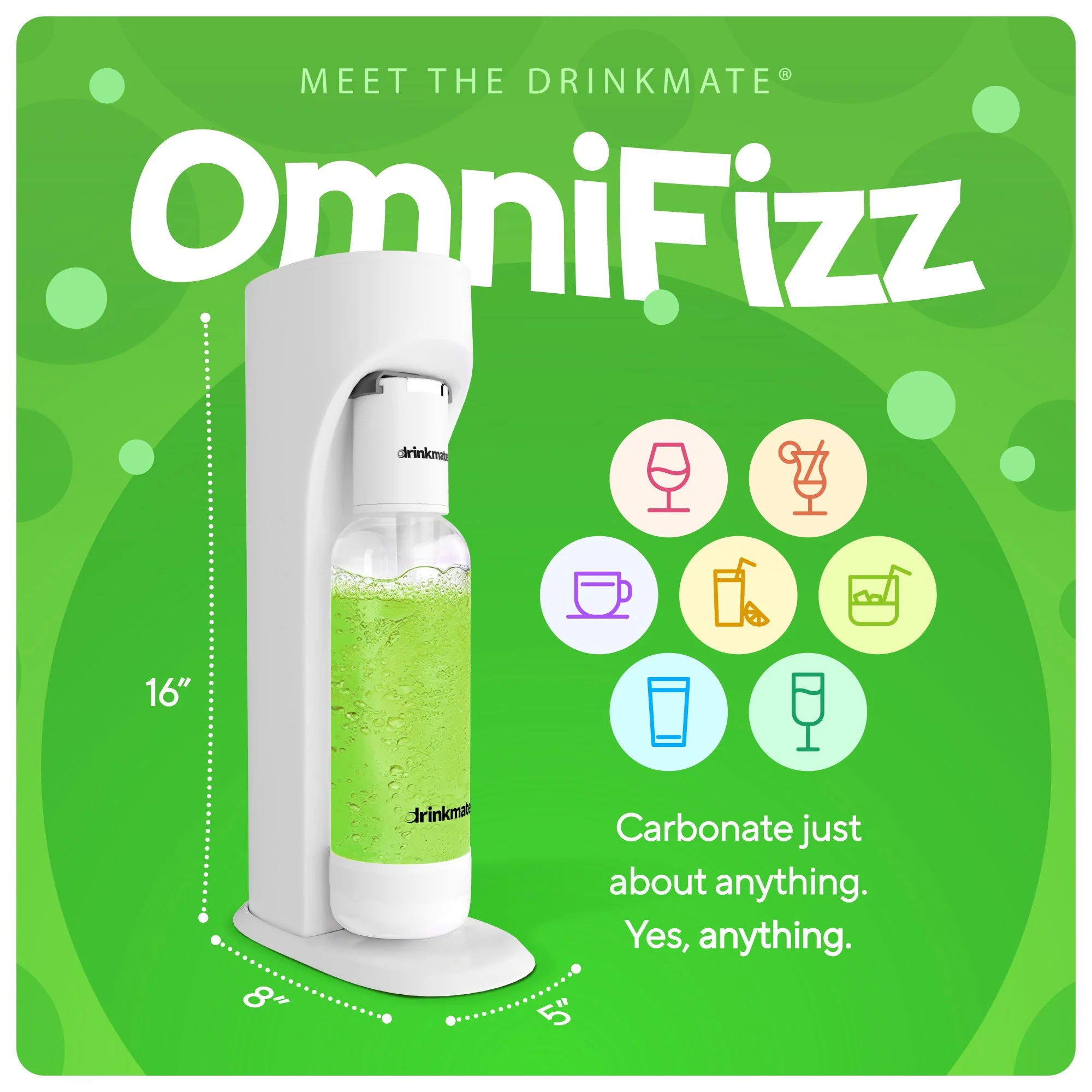 Drinkmate OmniFizz Sparkling Water and Soda Maker 1 Cylinder and extra 0.5L Bottle Special Bundle - Image 7