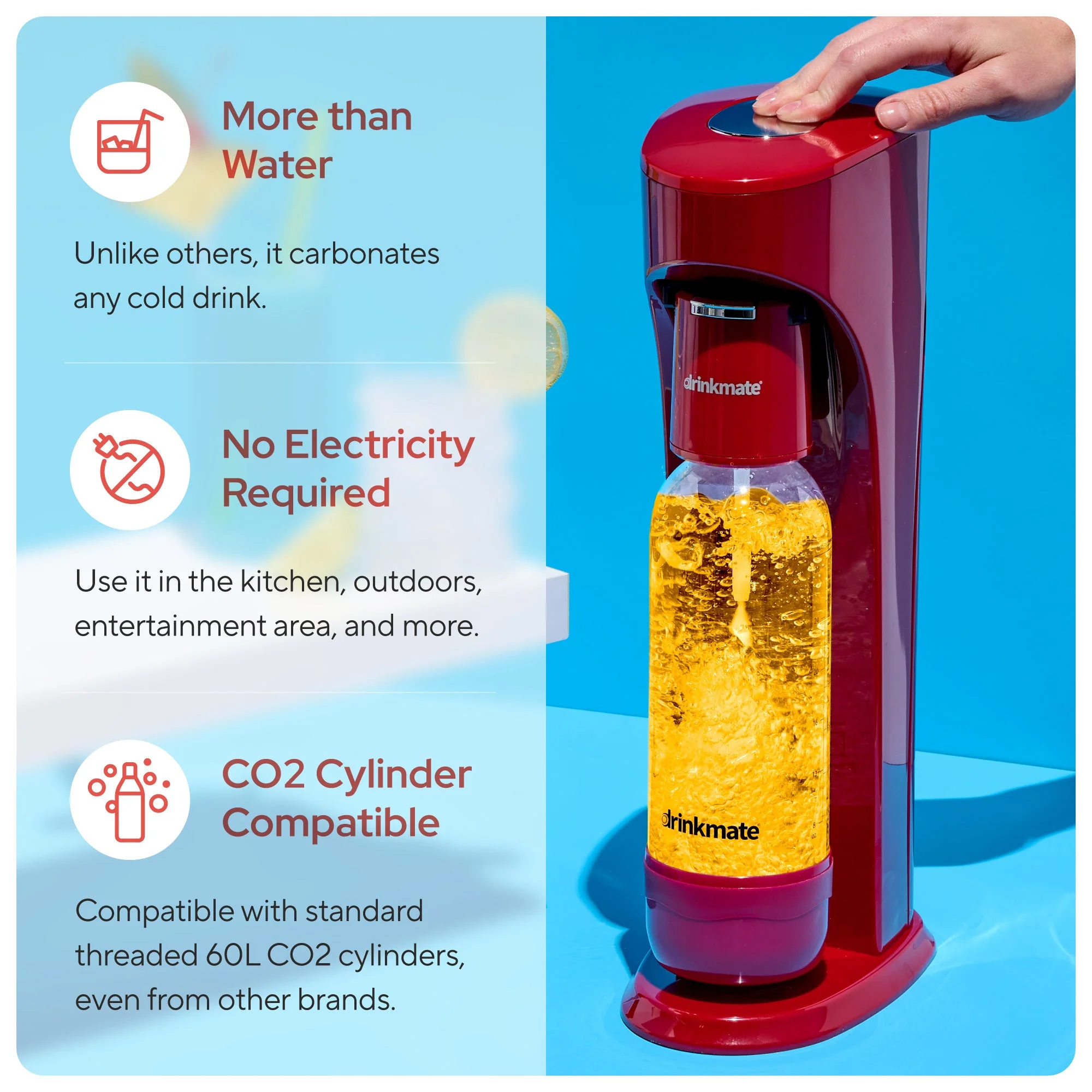 Drinkmate OmniFizz Sparkling Water and Soda Maker 3 Cylinder and extra 0.5L Bottle Ultimate Bundle - Image 13