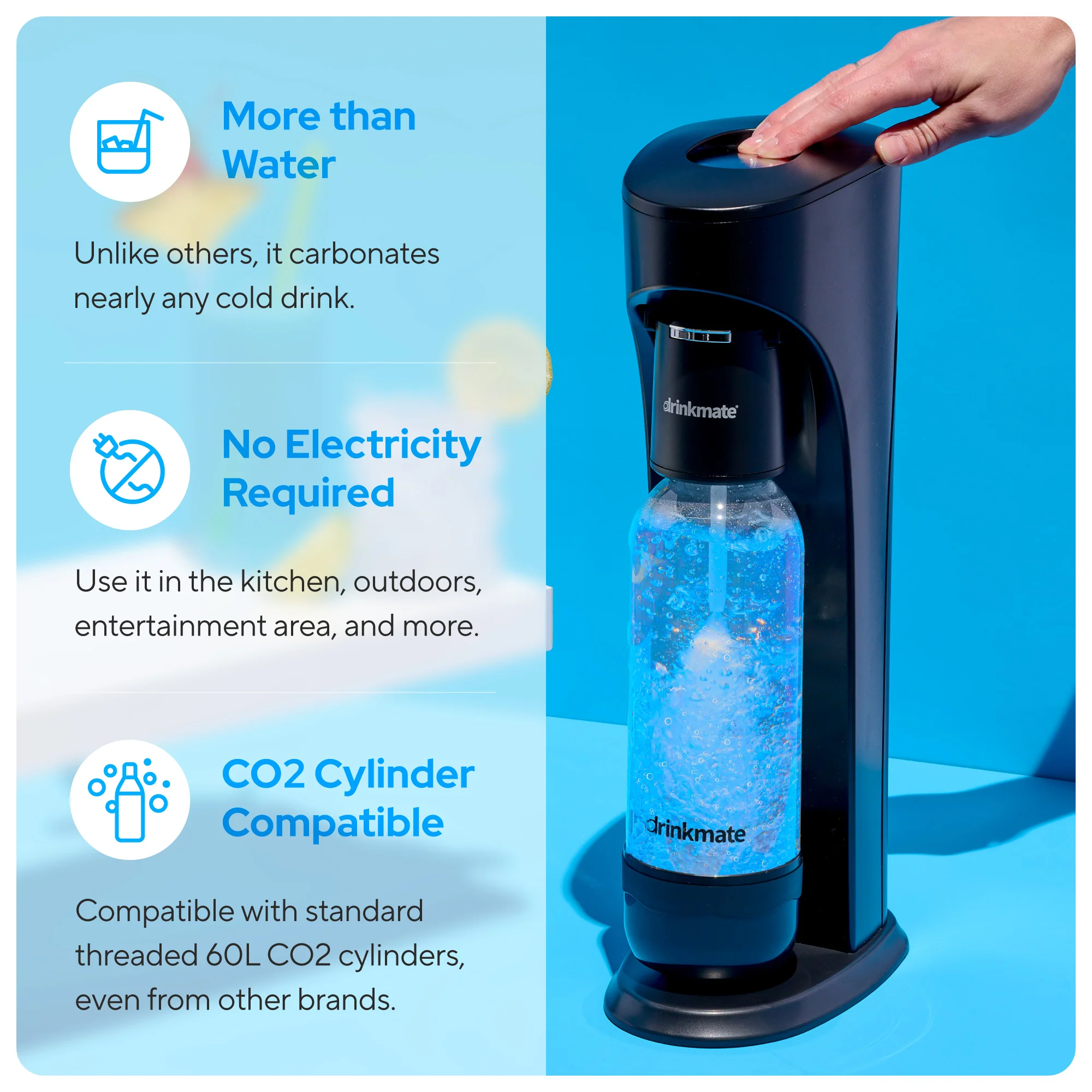 Drinkmate OmniFizz Sparkling Water and Soda Maker 3 Cylinder and extra 0.5L Bottle Ultimate Bundle - Image 8