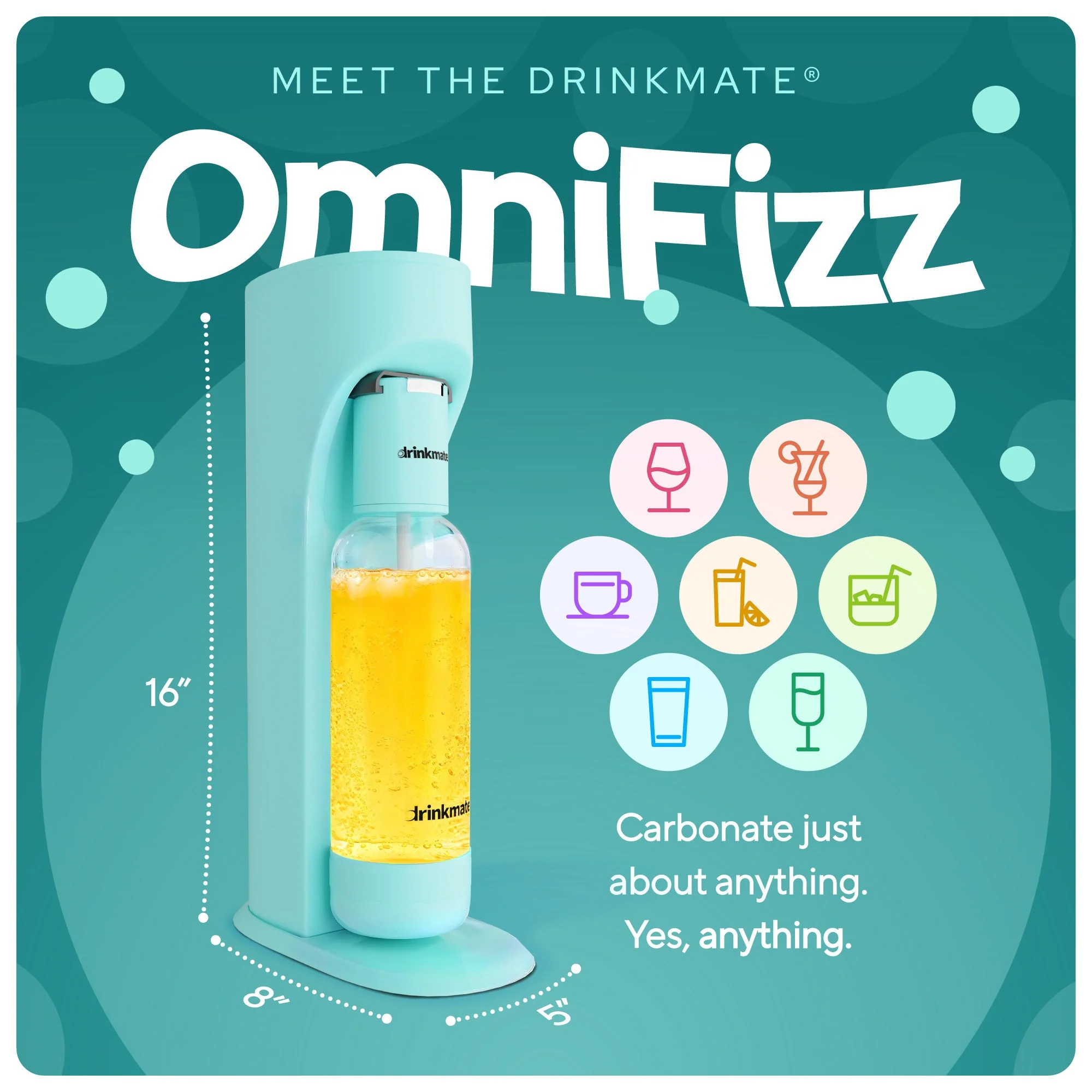 Drinkmate OmniFizz Sparkling Water and Soda Maker with PET Bottle, Without CO2 Cylinder - Image 16