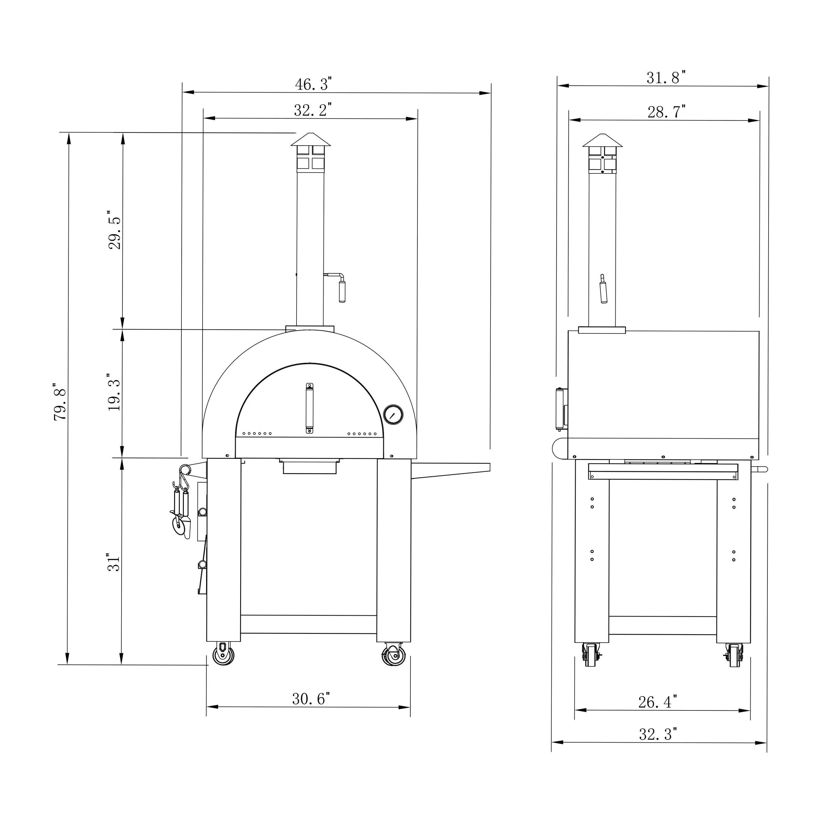 Empava Outdoor Wood Fired Pizza Oven With Side Table in Stainless Steel (EMPV-PG05) - Image 14