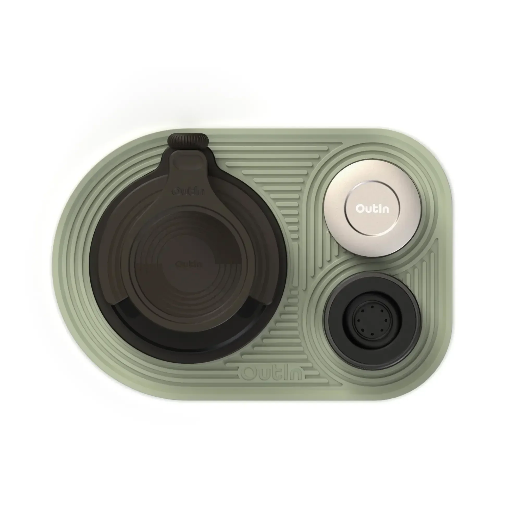 OutIn 9.8 x 6.7-Inch Foldable, Waterproof Silicone Coffee Mat For OutIn Products & Portable Coffee Makers in Green (OT-MAT-01) - Image 3