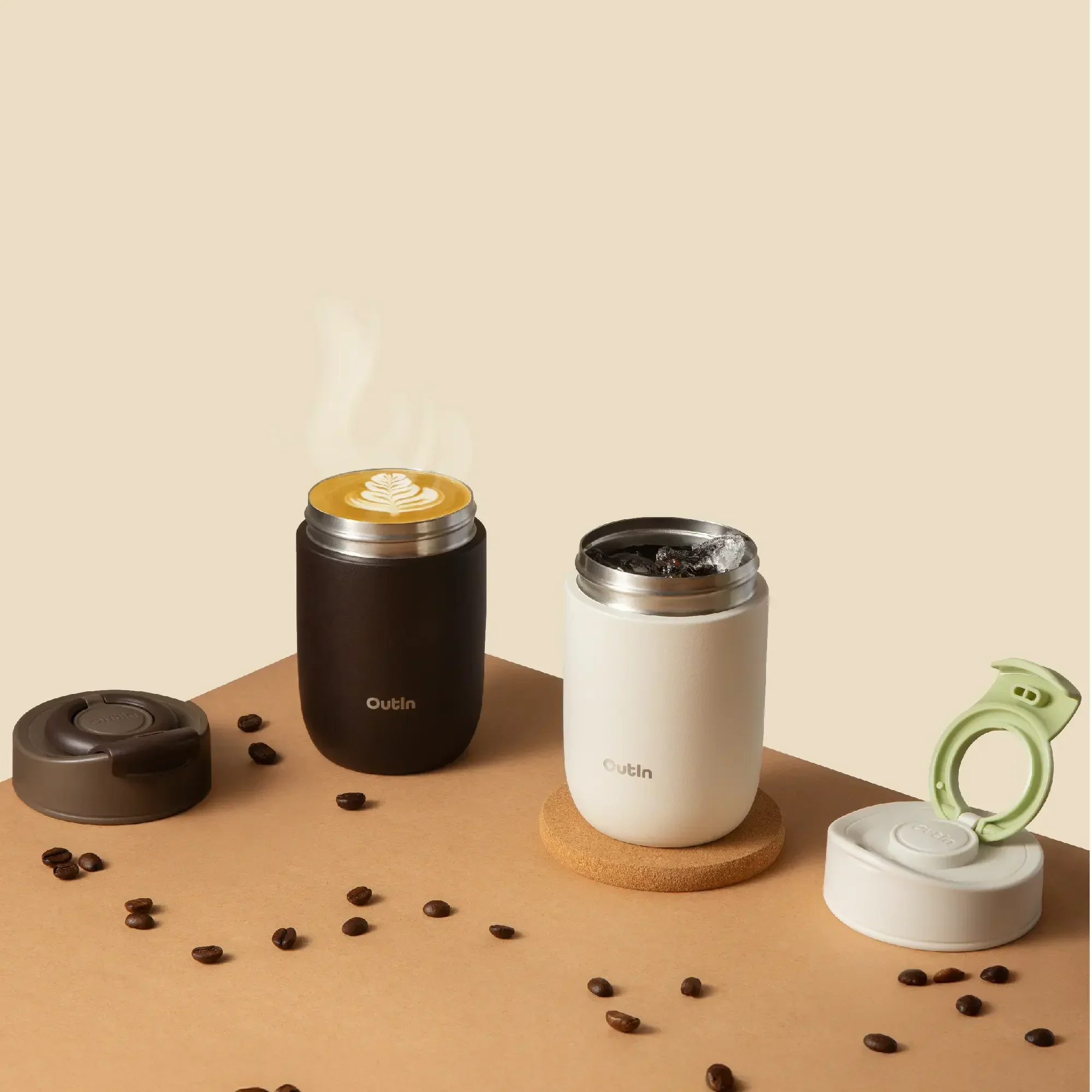 OutIn Travel Tumbler, Outdoor Insulated Coffee Tumbler with Leak-Proof Flip Lid, 12 oz Stainless Steel Mug for Hot & Cold Drinks - Image 6