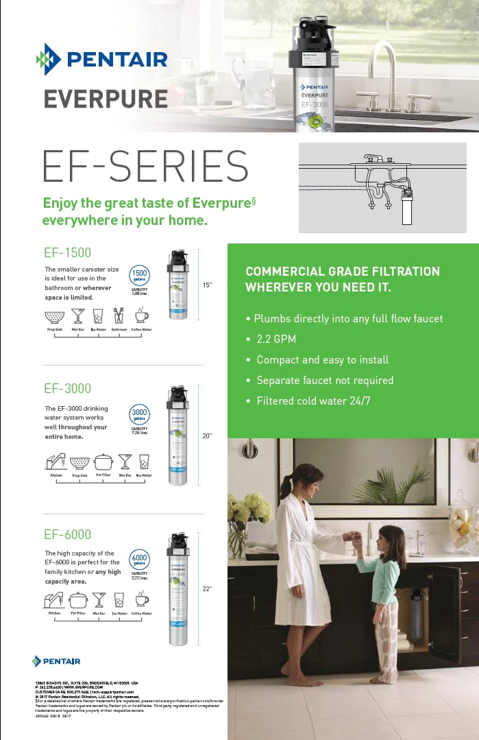 Pentair Everpure EF-3000 Quick-Change Filter Cartridge, EV985750, For Use in Everpure EF-3000 Full Flow Drinking Water System, 3,000 Gallon Capacity, 0.5 Micron - Image 3