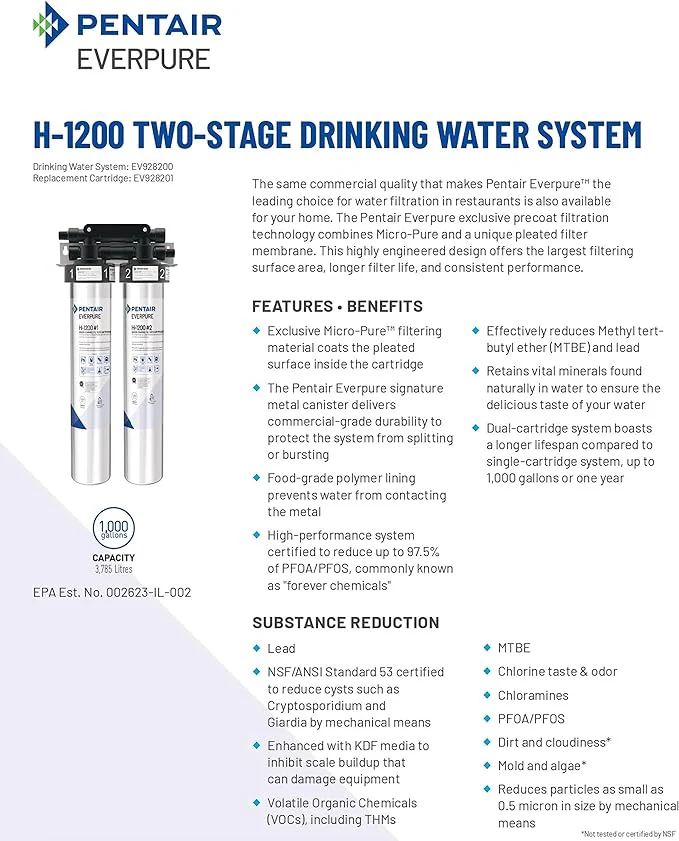Pentair Everpure H-1200 Quick-Change Filter Cartridge Set, 3Pk (EV928203) - Image 5