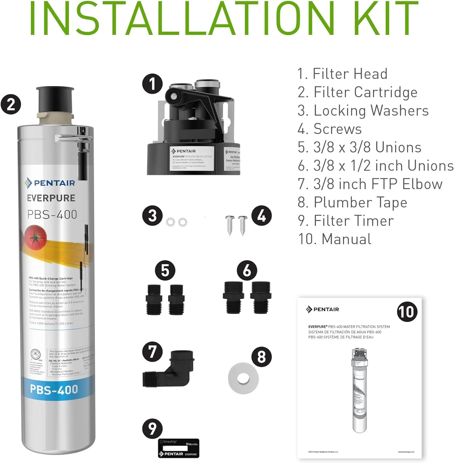 Pentair Everpure PBS-400 Drinking Water System, Ideal for use in Prep Sink and Wet Bar, Includes Filter Head, Filter Cartridge, All Hardware and Connectors (EV927085) - Image 5
