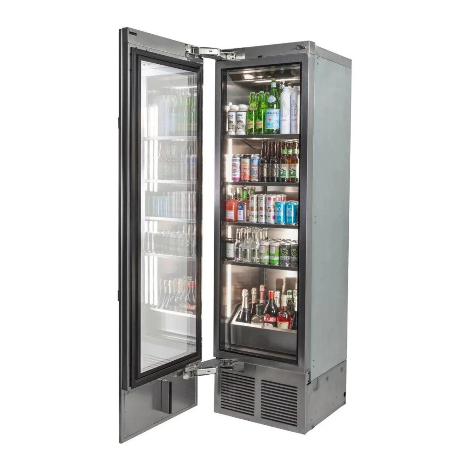 Perlick C-Series 24 Inch Single-Zone Beverage Center with 316 Can Capacity in Stainless Steel 4" Toe Kick with Left Hinge (CR24B-2-4LL, CR-SG-24PDL4) - Image 2