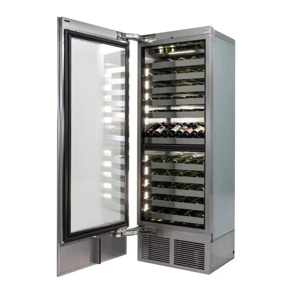 Perlick C-Series 30 Inch Dual-Zone Wine Cooler with 100 Bottle Capacity in Stainless Steel 4" Toe Kick with Left Hinge (CR30D-2-4LL, CR-SG-30PDL4) - Image 3