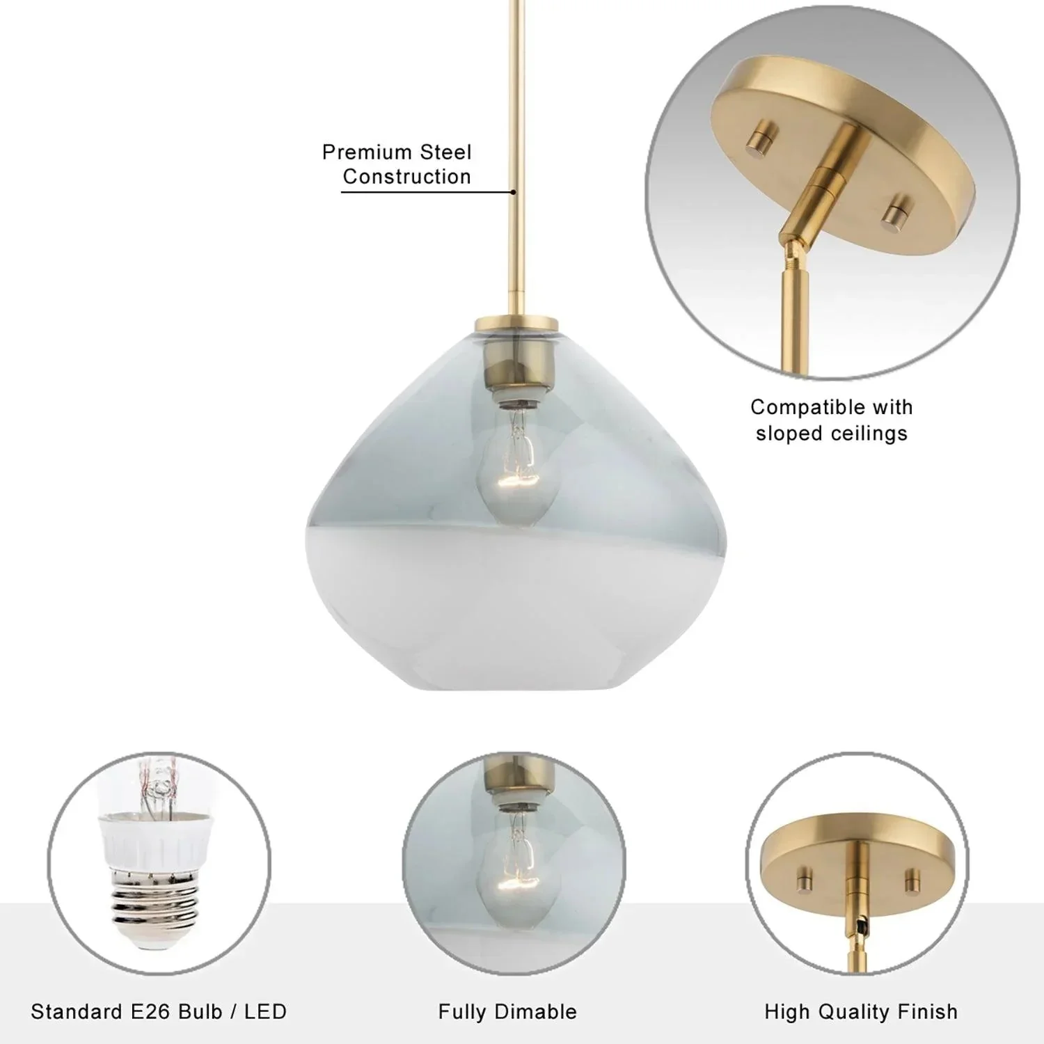 Parrot Uncle Pheobe 1-light Modern Handblown Glass Island Pendant Light (PH101G) - Image 5
