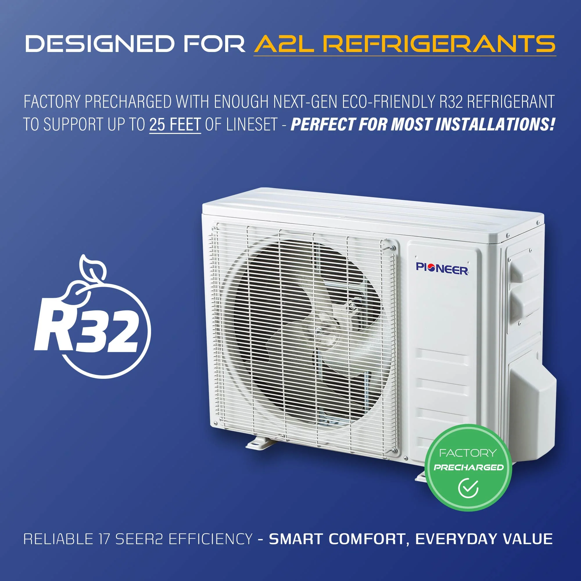 Pioneer® Diamante Essenza™ 23,000 BTU 17 SEER2 230V High-Wall Ductless Mini-Split Air Conditioner Inverter Heat Pump with 16 Ft. Kit (WYT024GLUI17RL) - Image 3