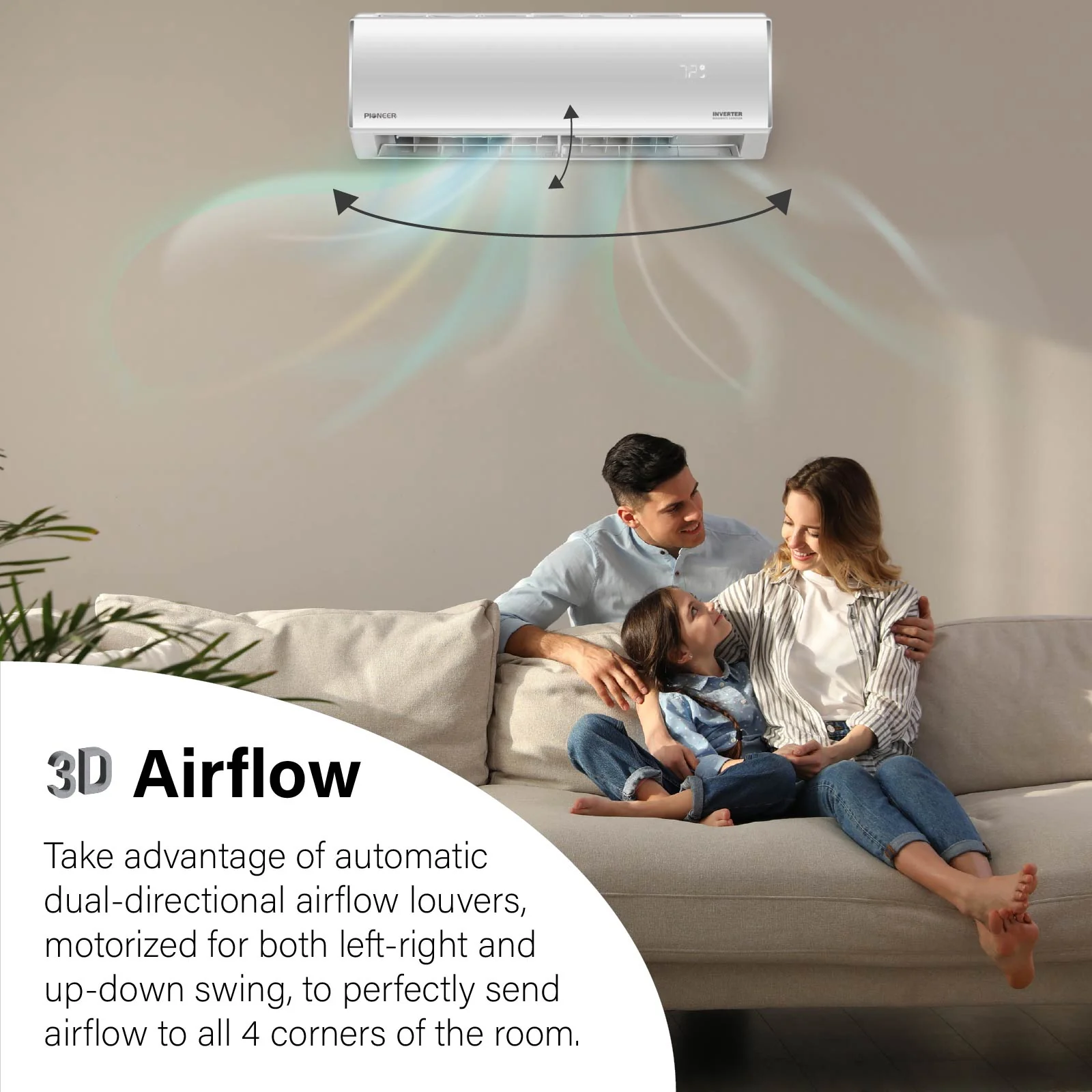 Pioneer® Diamante Essenza™ 35,000 BTU 17 SEER2 230V High-Wall Ductless Mini-Split Air Conditioner Inverter Heat Pump with 16 Ft. Kit (WYT036GLUI17RL) - Image 6