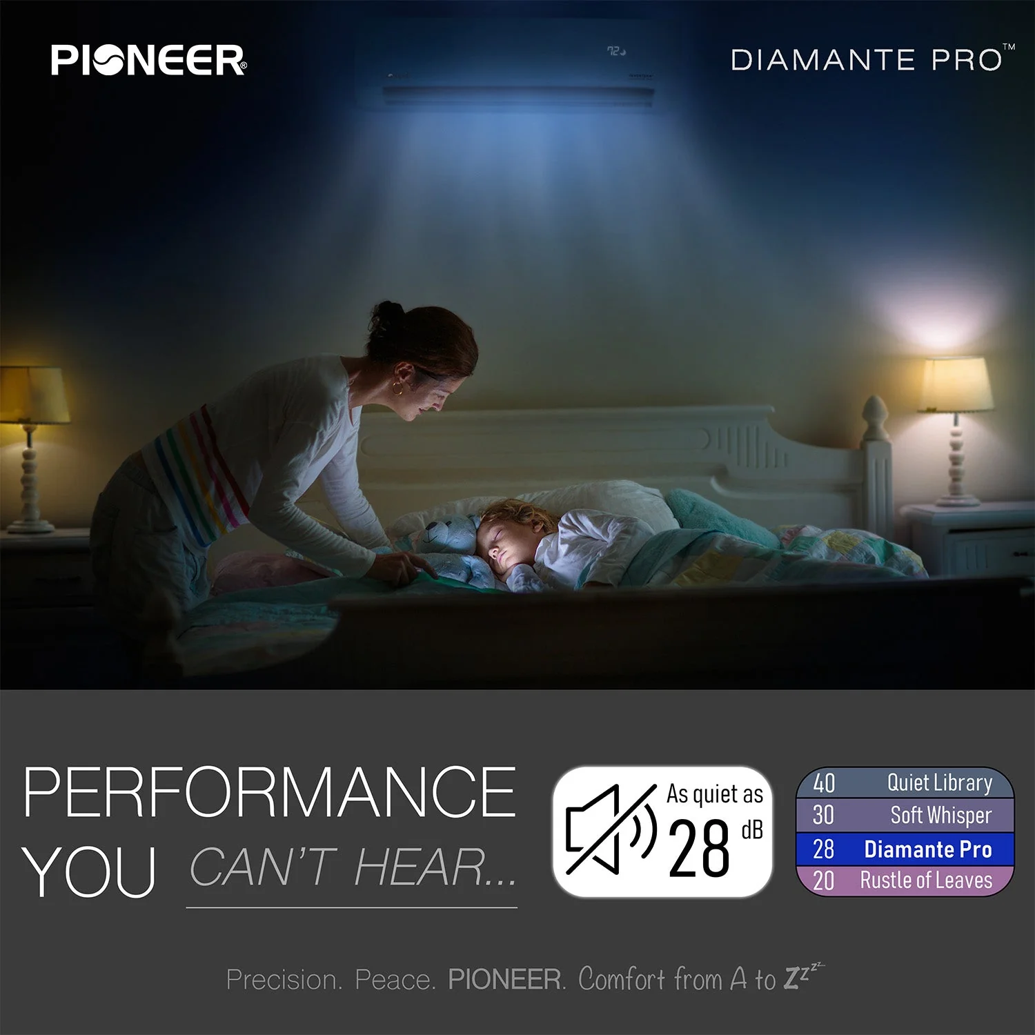 Pioneer® Diamante Pro™ 18,000 BTU 21 SEER2 230V High-Wall Ductless Mini-Split Air Conditioner Inverter Heat Pump with 16 Ft. Kit (WYT018GLSI20RL) - Image 4