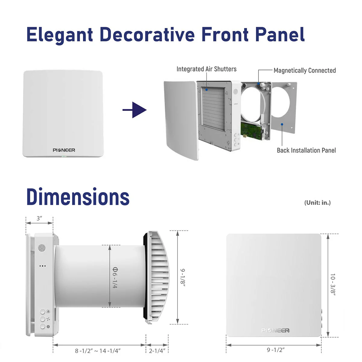 Pioneer ECOasis 50 Ductless Wall-Mounted Single-Room Wi-Fi Energy Recovery Ventilator (ERV050AHRMCO2L) - Image 2