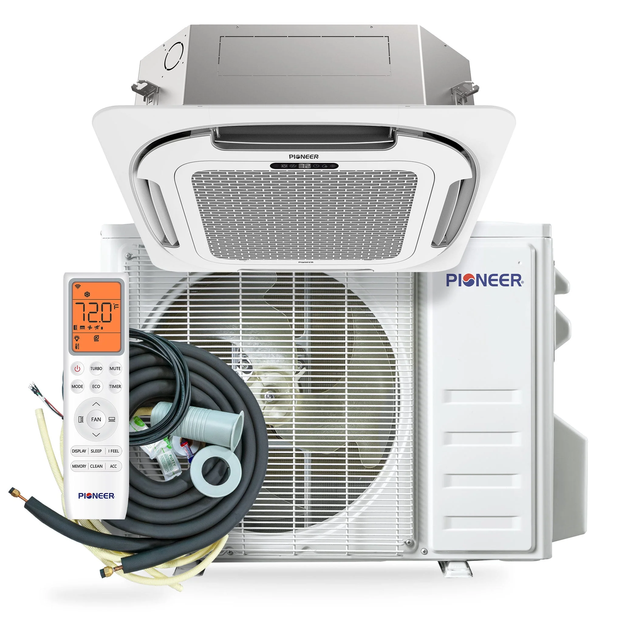 Pioneer® Quantum Ultra™ 24,000 BTU 22.5 SEER2 230V Ceiling Cassette Ductless Mini-Split Air Conditioner Inverter Heat Pump Full Set (CYT024GLSI24RL) - Image 3