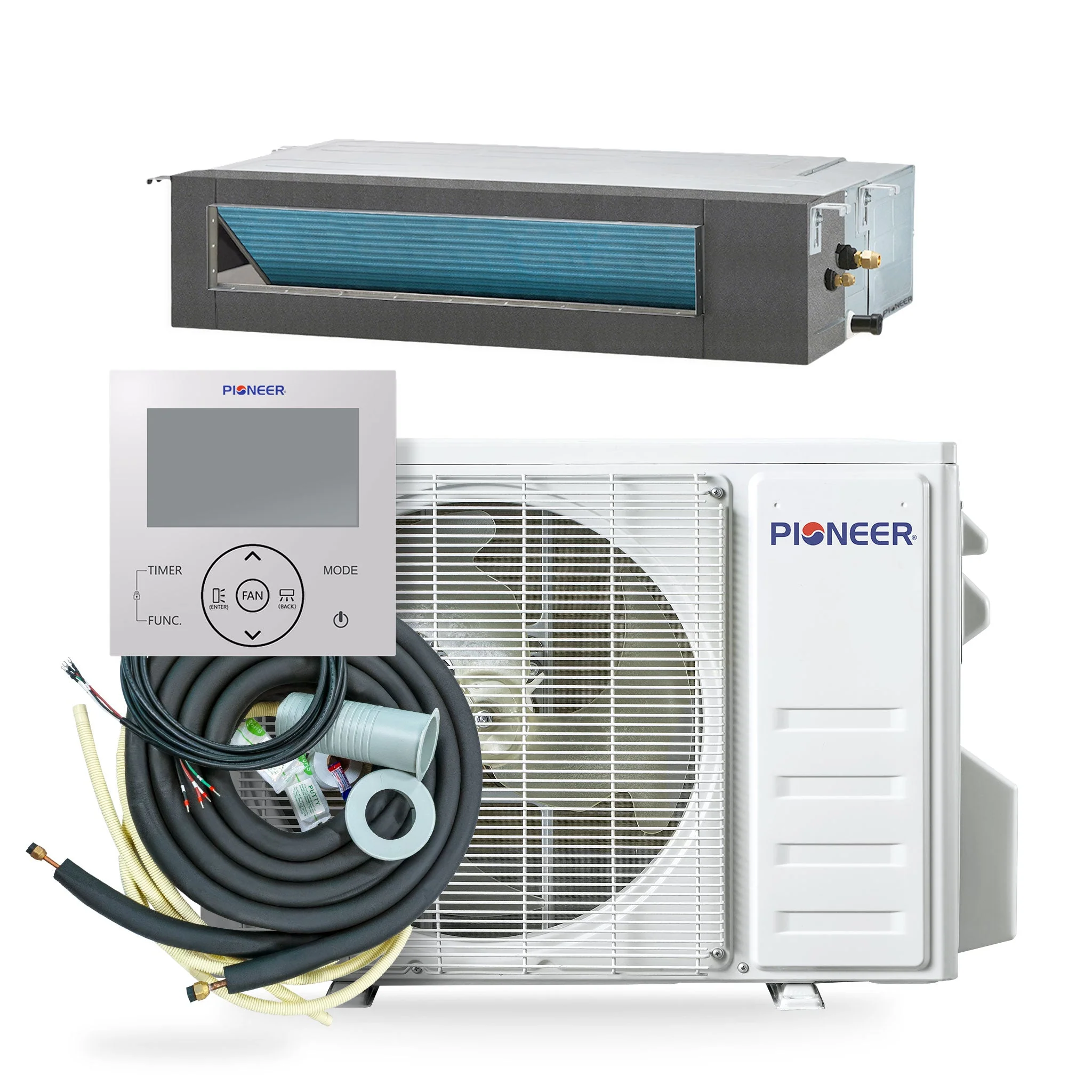 Pioneer® Quantum Ultra™ 9,000 BTU 20.5 SEER2 230V Ceiling Concealed Ducted Mini-Split Air Conditioner Inverter Heat Pump Full Set (RYT009GLSI24RL) - Image 3
