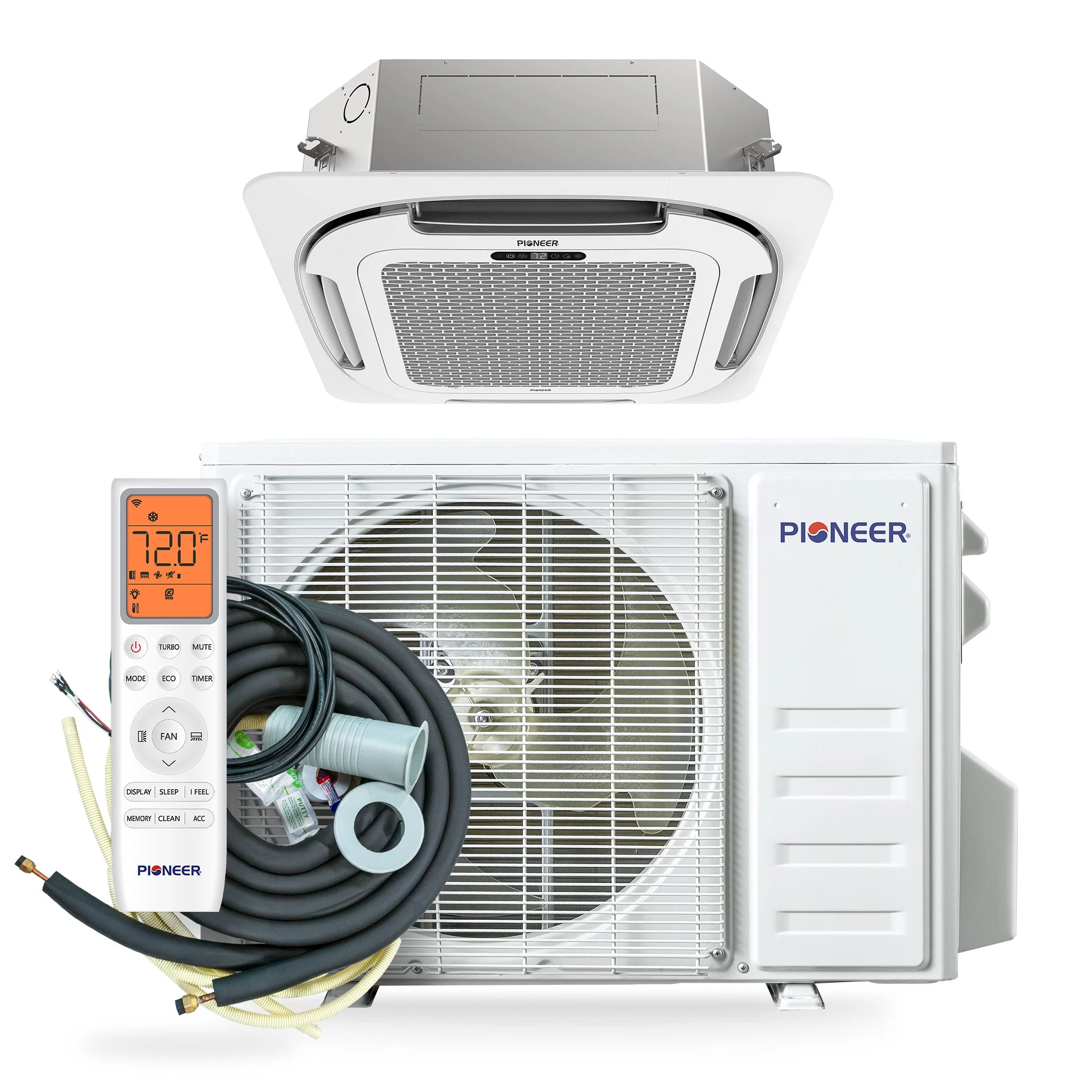 Pioneer® Quantum Ultra™ 9,000 BTU 23 SEER2 230V Ceiling Cassette Ductless Mini-Split Air Conditioner Inverter Heat Pump Full Set (CYT009GLSI24RL) - Image 3