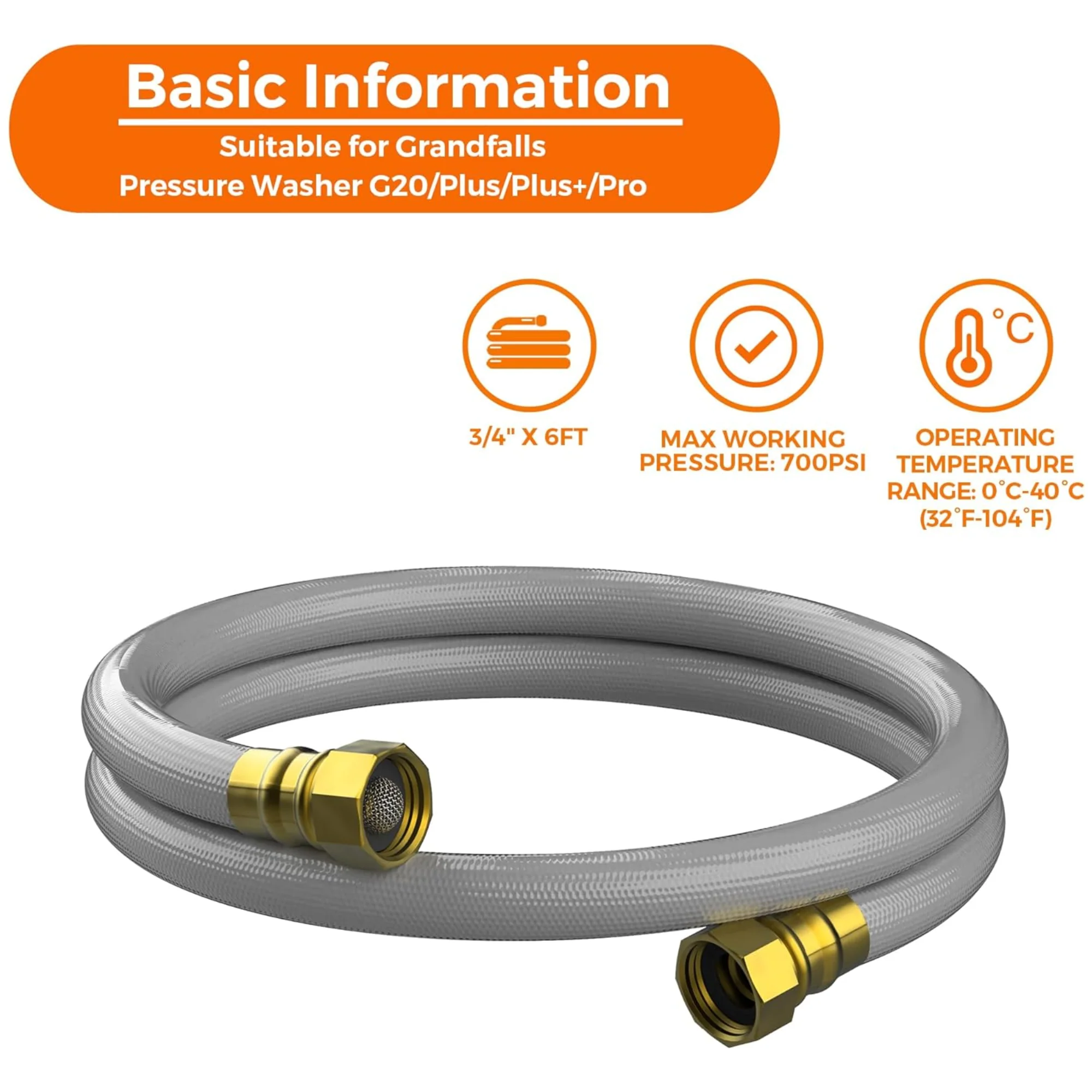 Giraffe Tools Grandfalls 6 Ft. Pressure Washer Leader Hose (P106EWIP) - Image 2