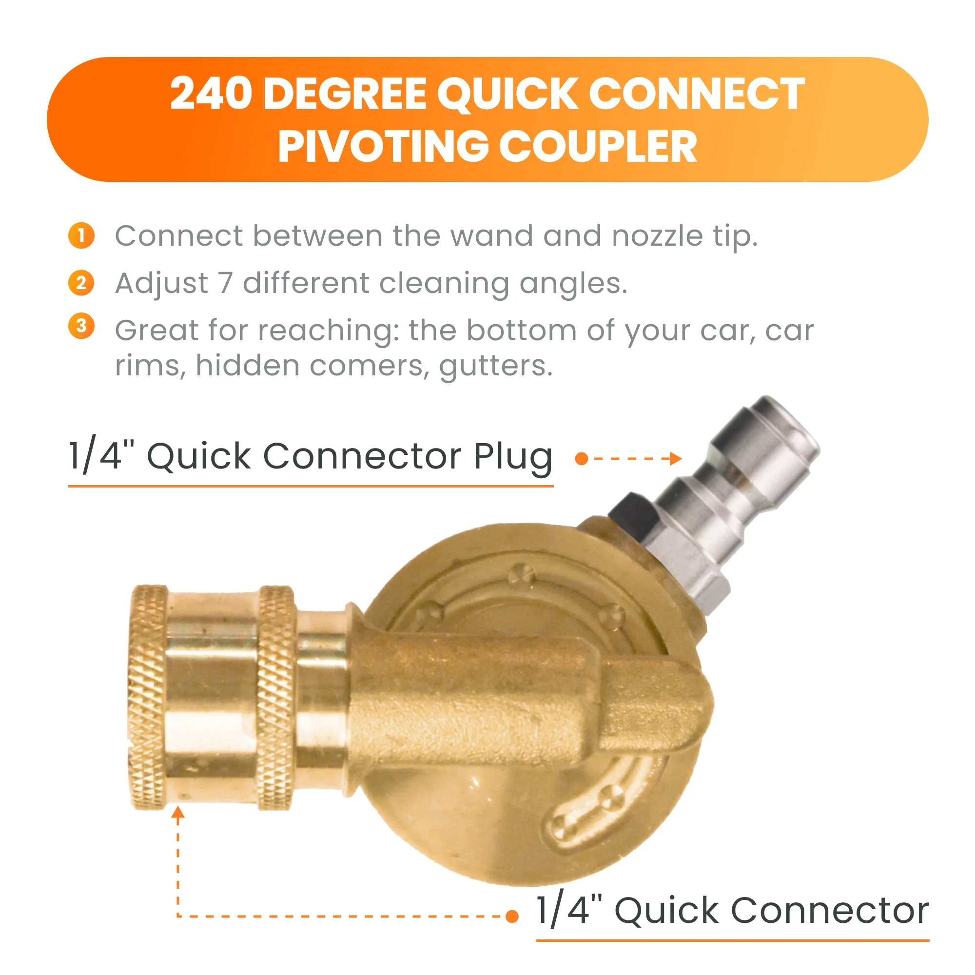 Giraffe Tools Pressure Washer Pivoting Coupler (HP-PIVOTINGCOUPLERWITH7ANGLE) - Image 3