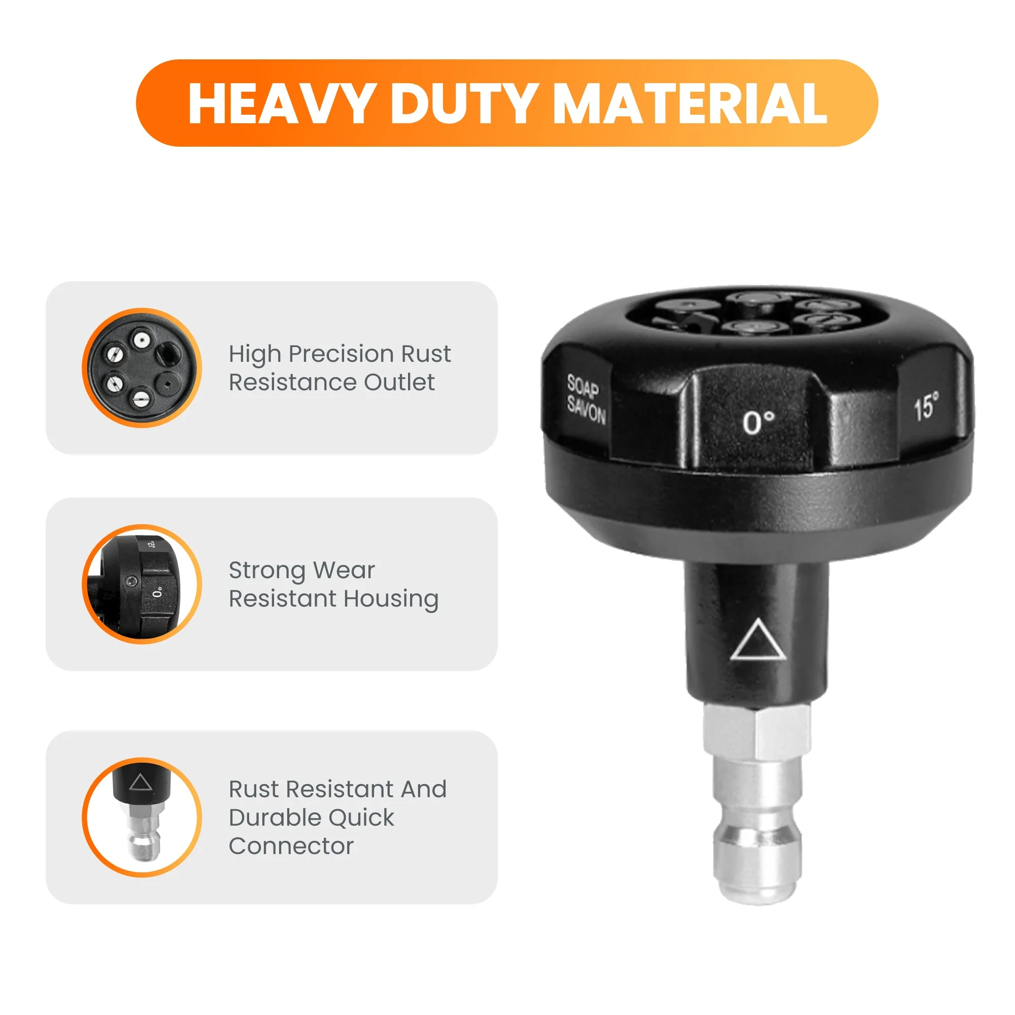 Giraffe Tools Pressure Washer Spray Nozzle 1/4" (HP-SPRAYNOZZLE6-IN-1) - Image 5