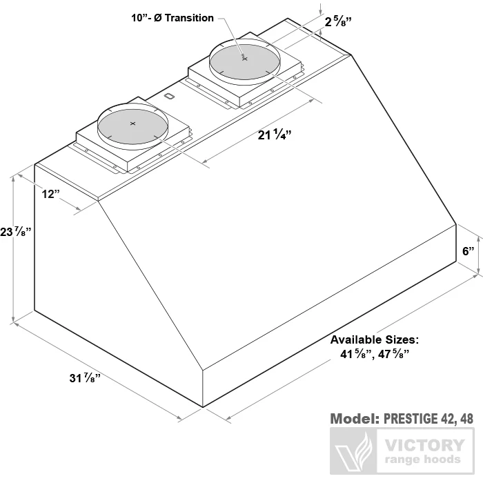 Victory Prestige 42-Inch 2300 CFM Under Cabinet BBQ Range Hood in Stainless Steel (Prestige-42) - Image 7