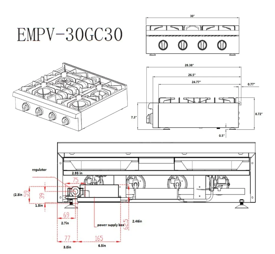 Empava 30-Inch Pro-Style Slide-In Natural Gas Cooktop (EMPV-30GC30) - Image 7