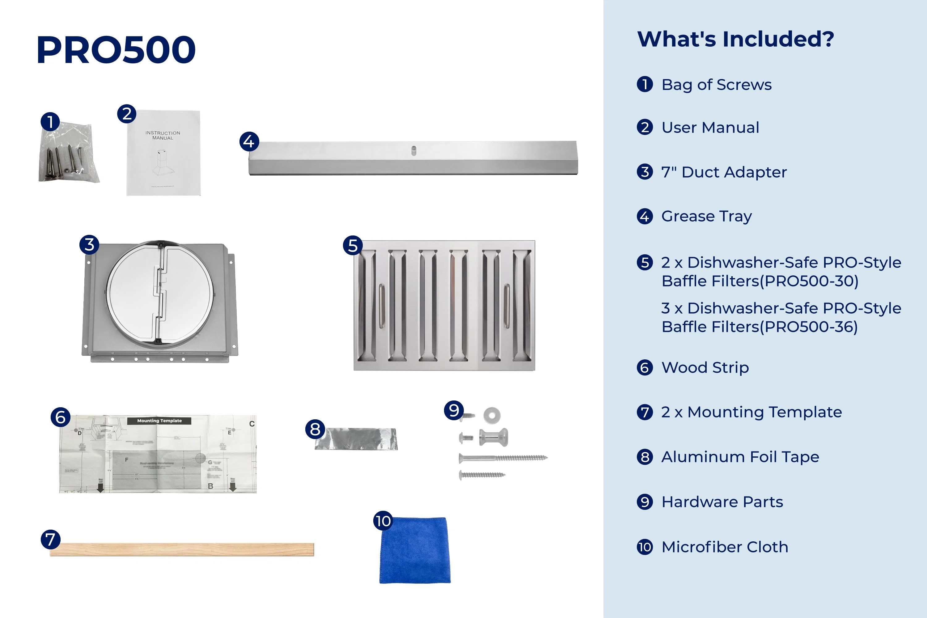 Hauslane 540 CFM Pro-Style Under Cabinet and Wall Mount Range Hood in Stainless Steel (PRO500SS) - Image 8