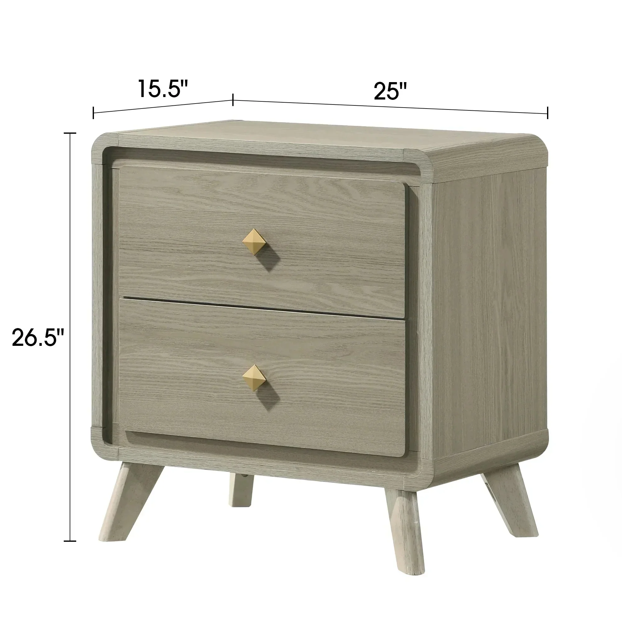 Parrot Uncle Rainier Modern 25-Inch 2-Drawer Nightstand in Gray Wood (FM72002GY-N-PU) - Image 8
