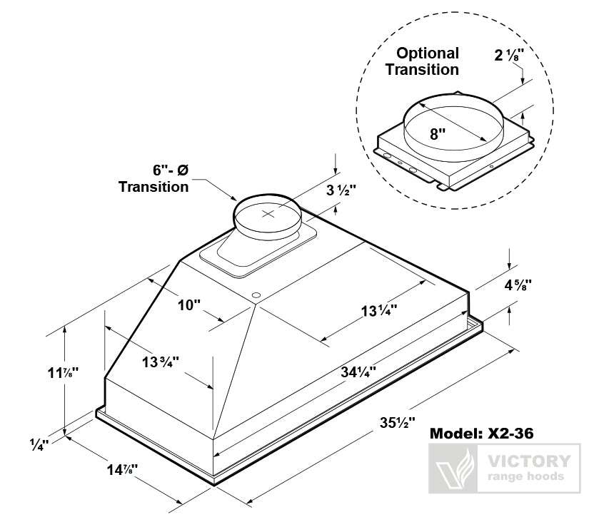 Victory X2 36-Inch 700 CFM Insert Range Hood in Stainless Steel (X2-36) - Image 9