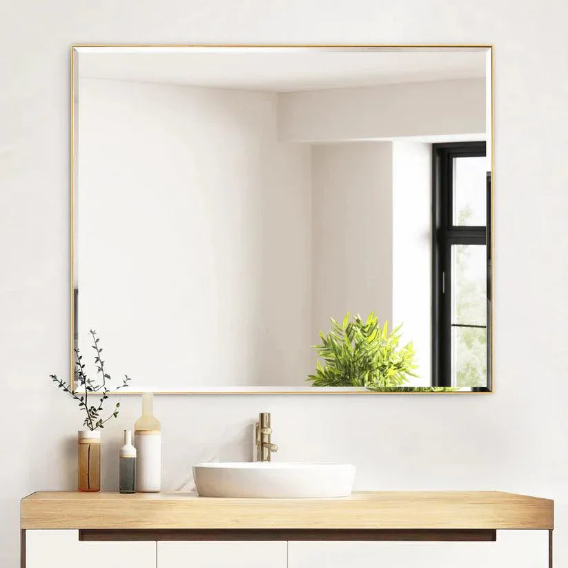 Parrot Uncle Reflections Sleek Modern Black Aluminum Framed Beveled Wall Mirror - Image 10